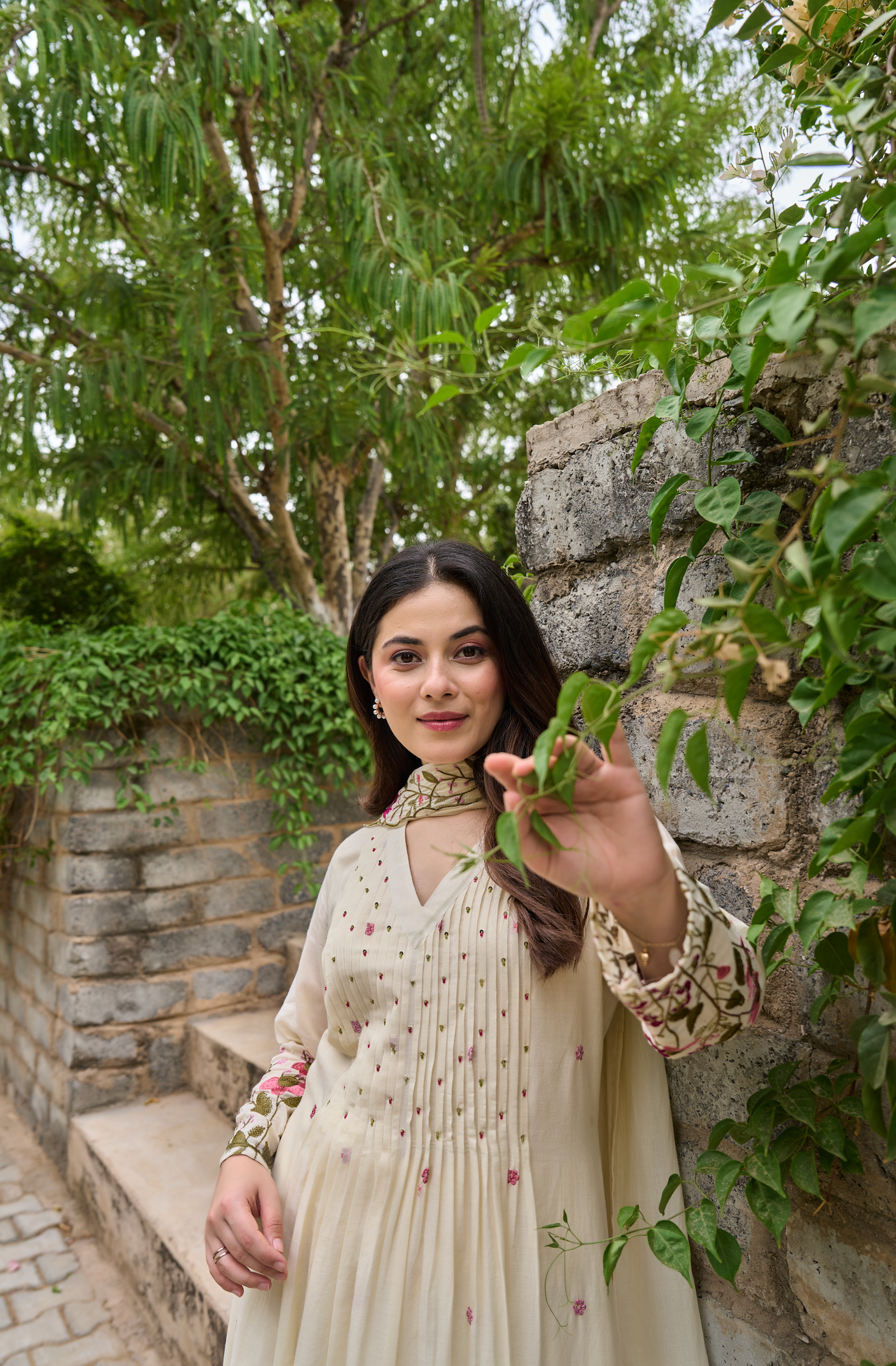 Pearl Blossom Mul Cotton Kurta Suit