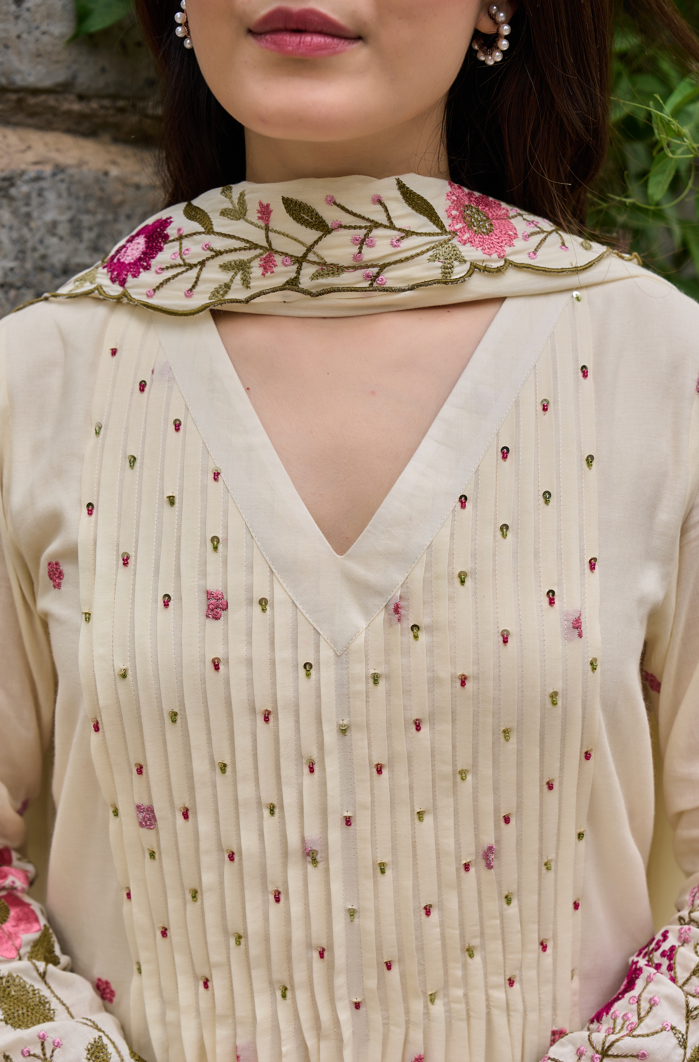 Pearl Blossom Mul Cotton Kurta Suit