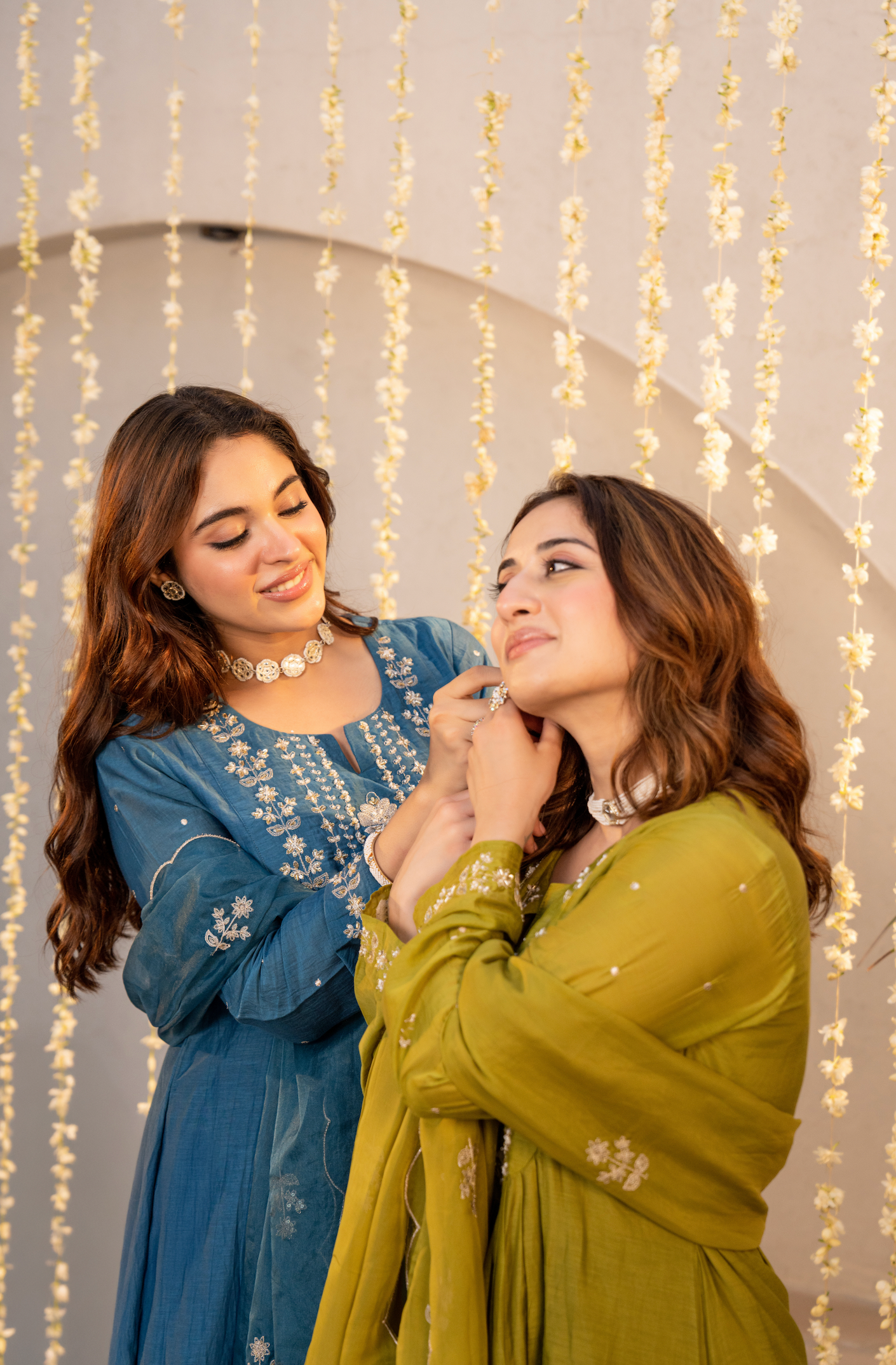 Teal Blue Chanderi Embroidered Suit Set