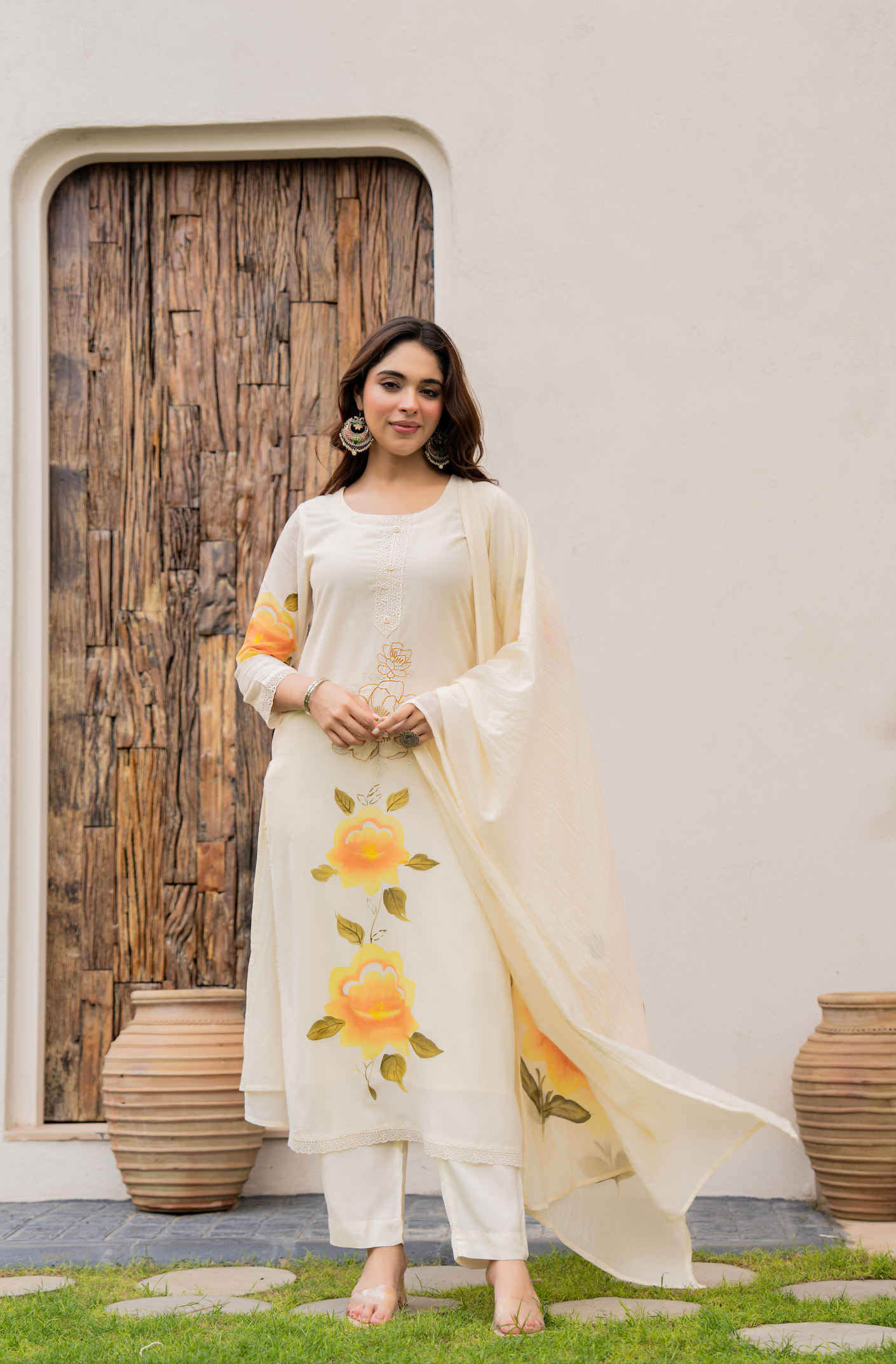 Sunlit Floral Chanderi Suit Set