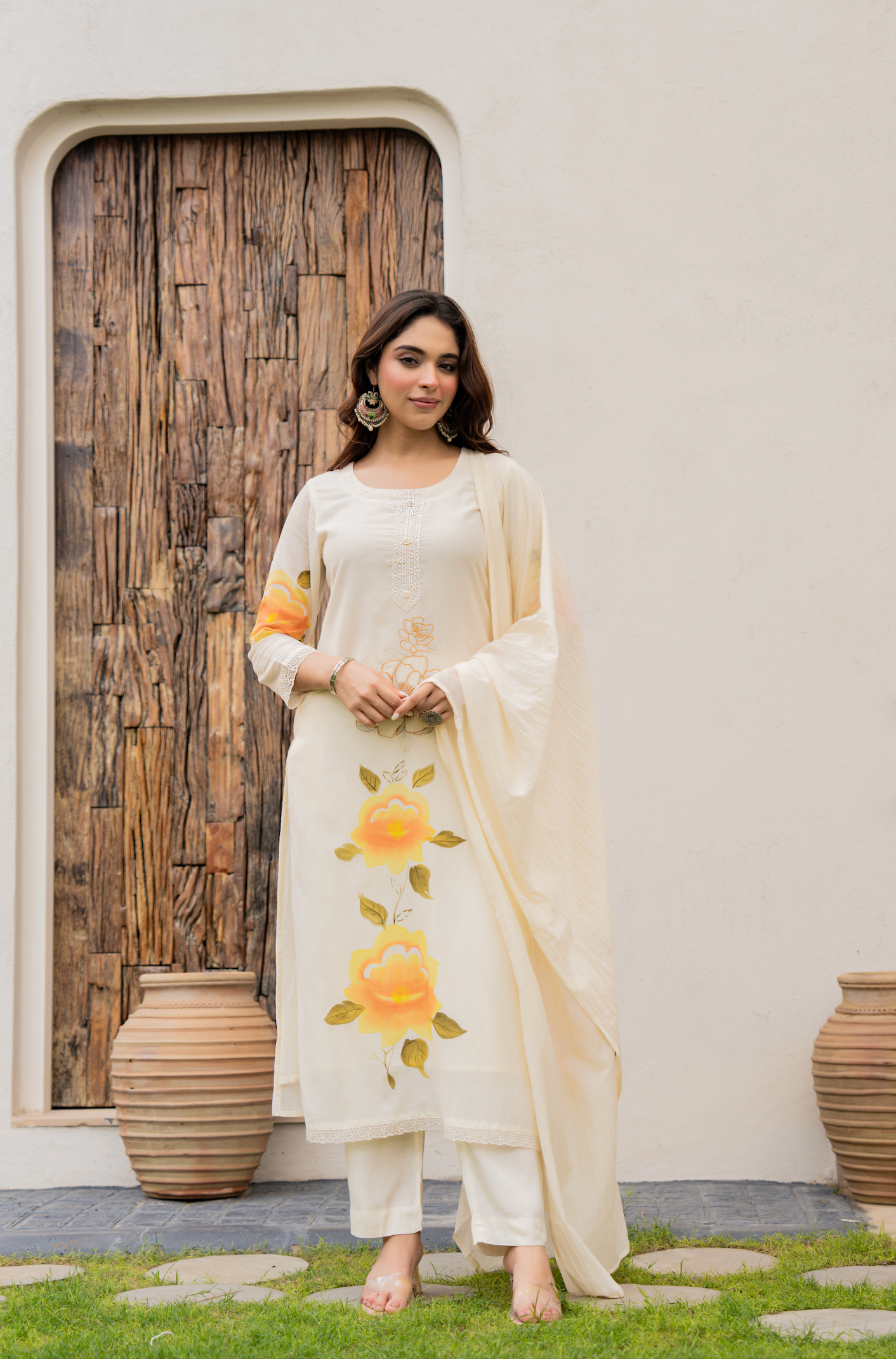 Sunlit Floral Chanderi Suit Set
