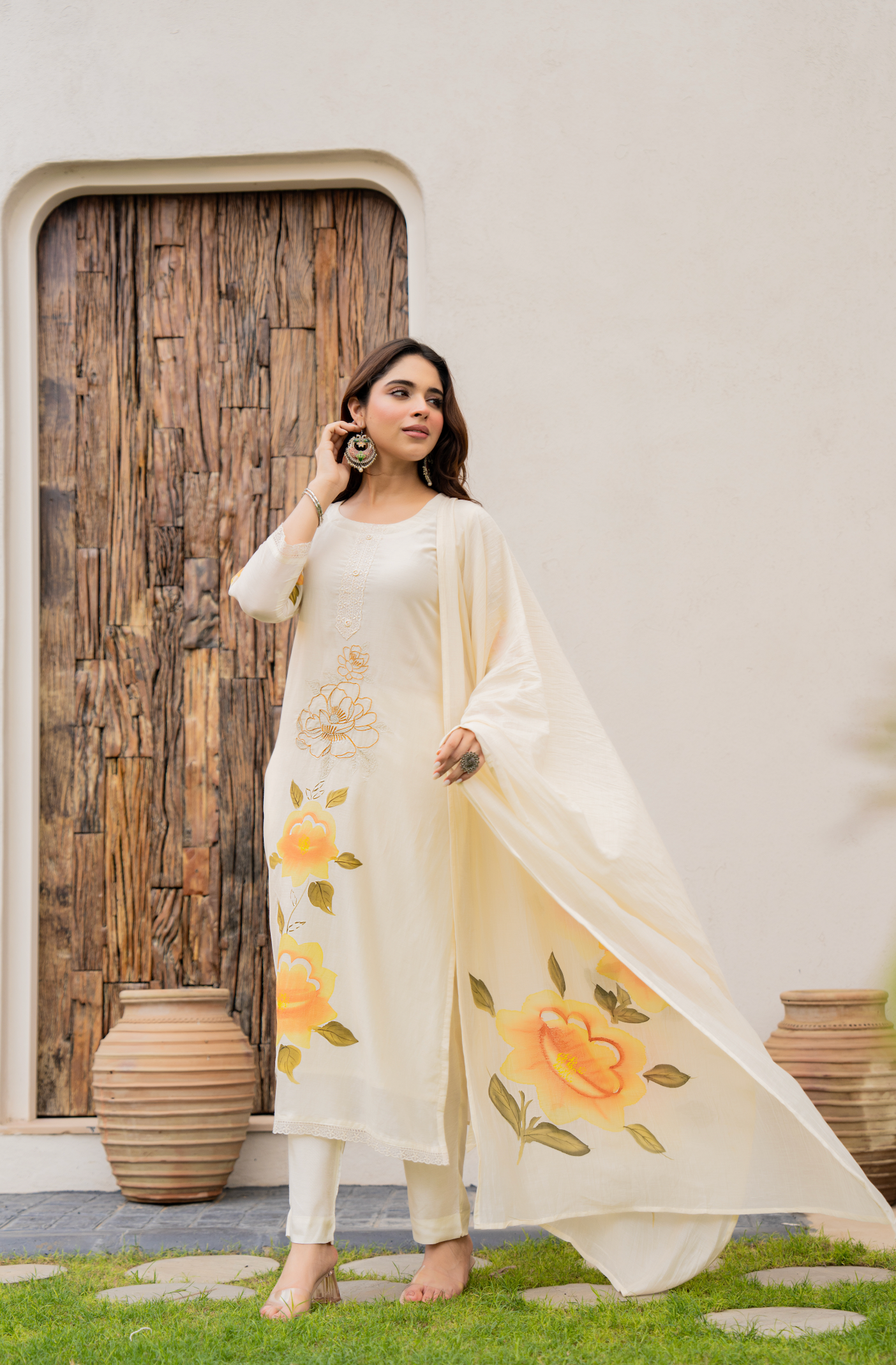 Sunlit Floral Chanderi Suit Set
