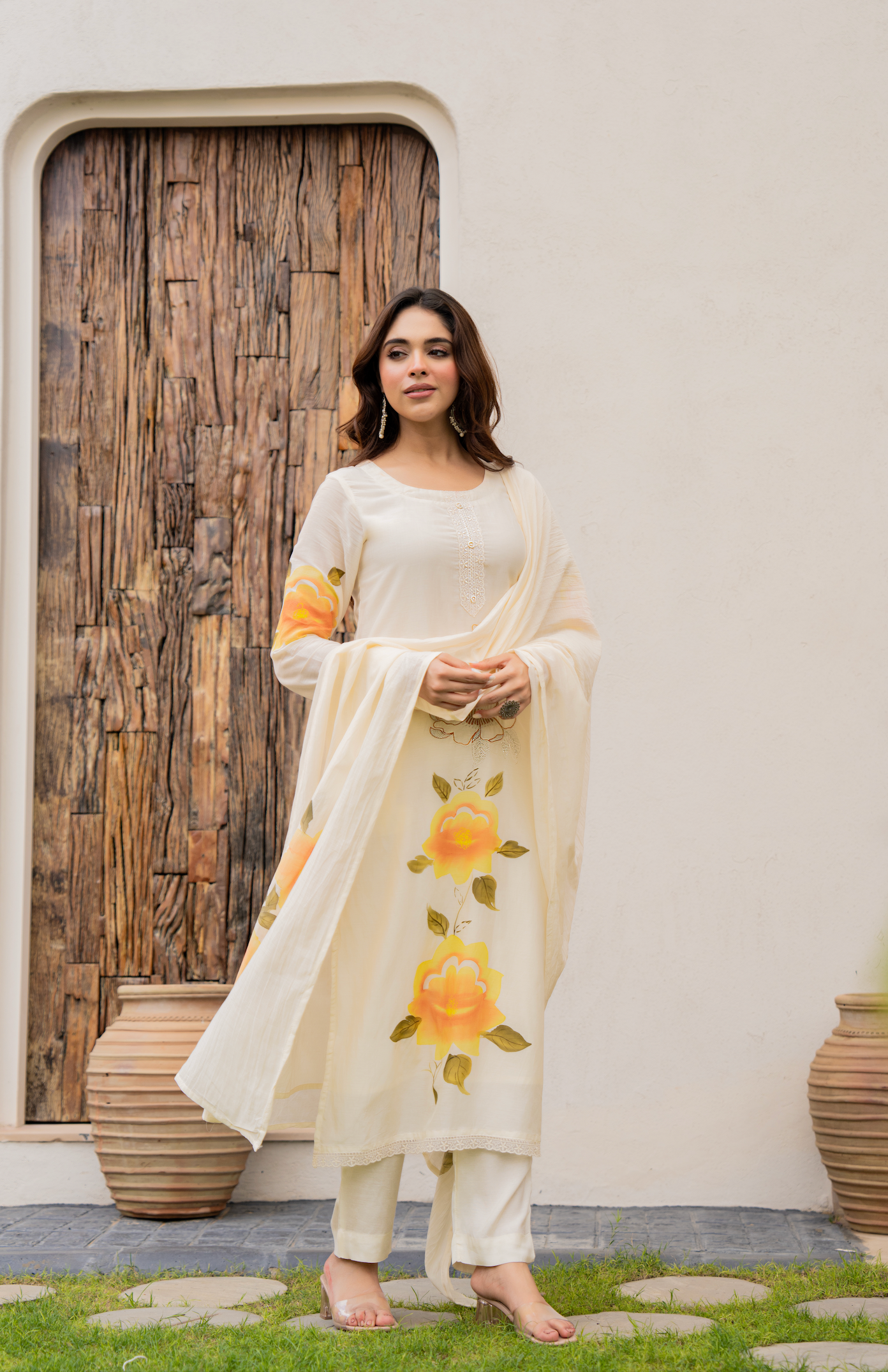 Sunlit Floral Chanderi Suit Set