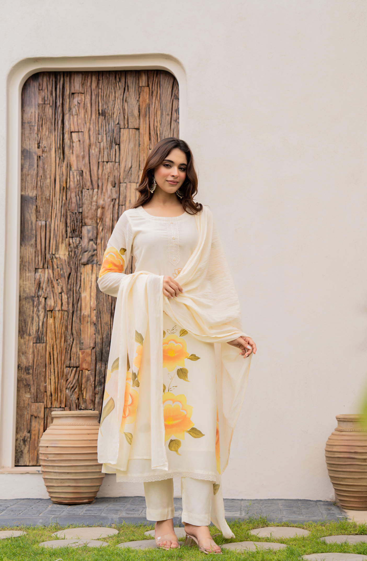 Sunlit Floral Chanderi Suit Set