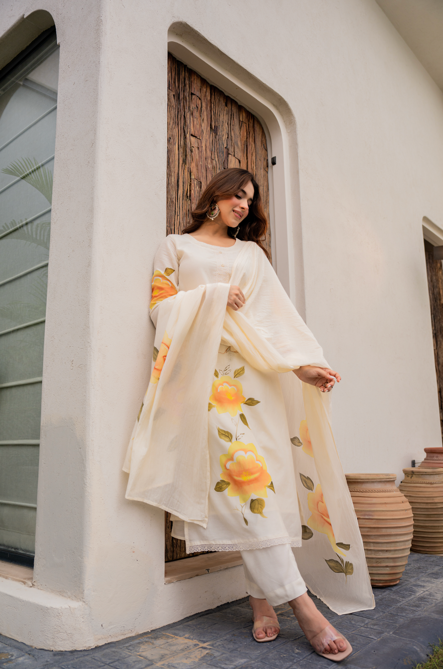 Sunlit Floral Chanderi Suit Set