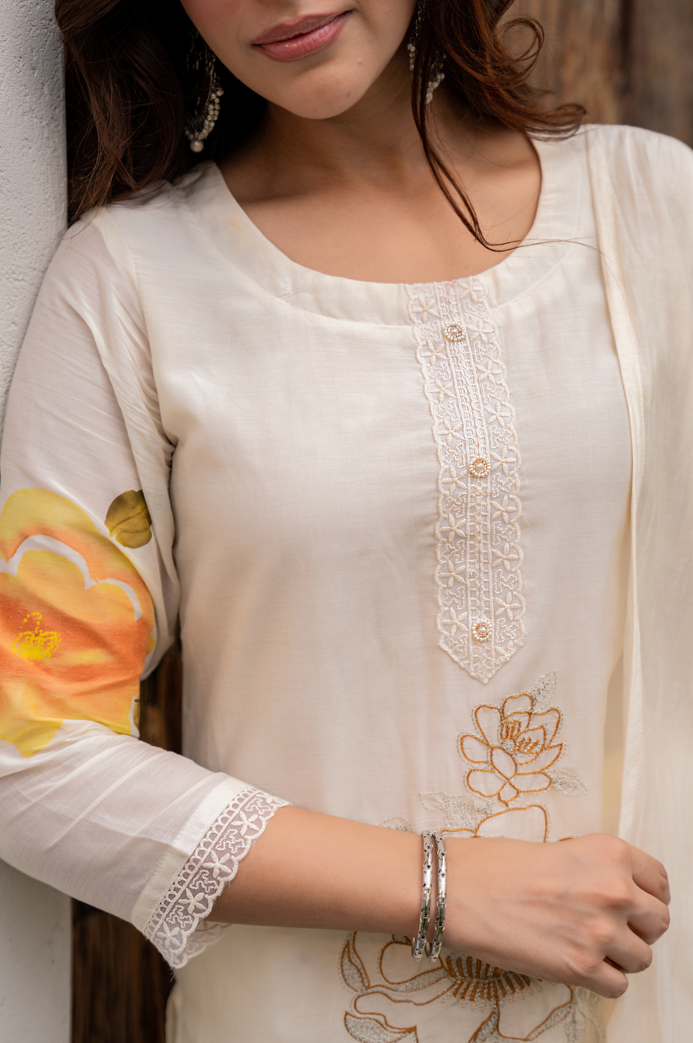 Sunlit Floral Chanderi Suit Set