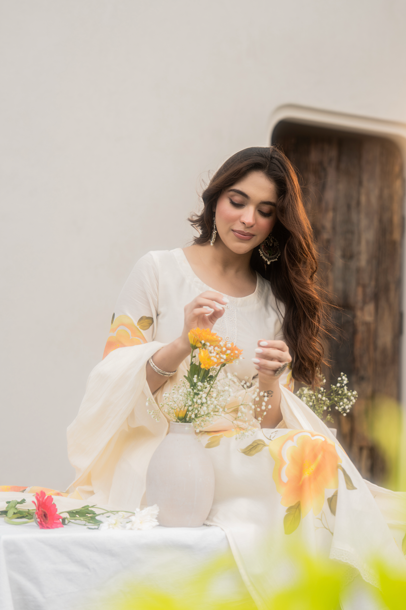 Sunlit Floral Chanderi Suit Set