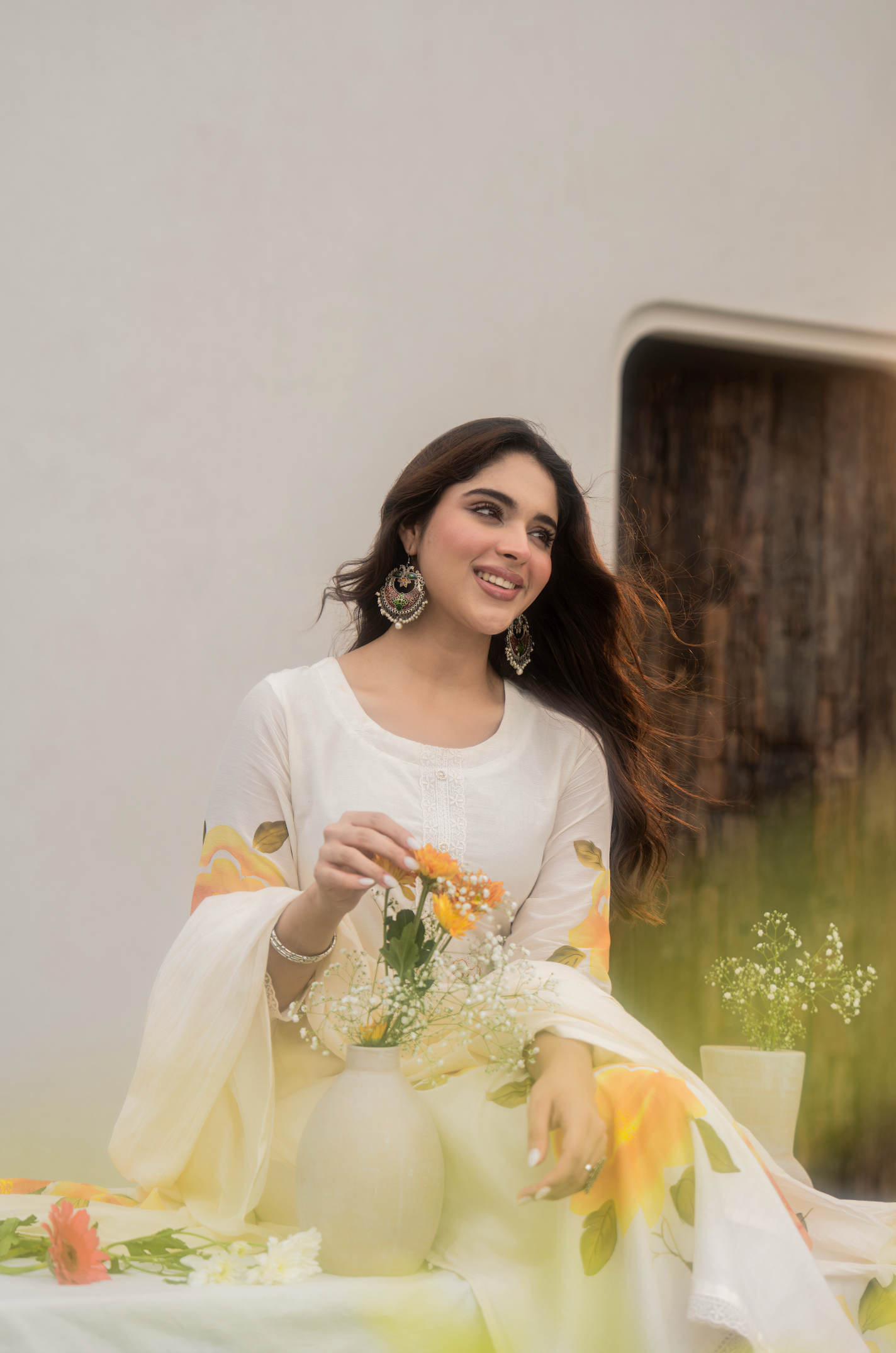 Sunlit Floral Chanderi Suit Set
