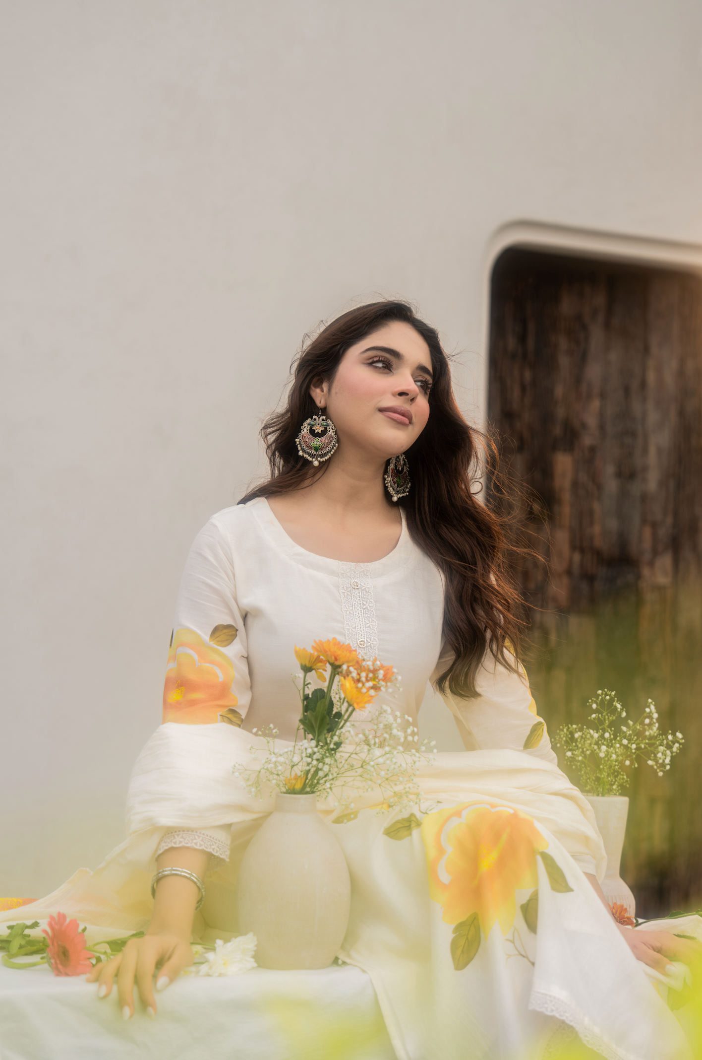 Sunlit Floral Chanderi Suit Set