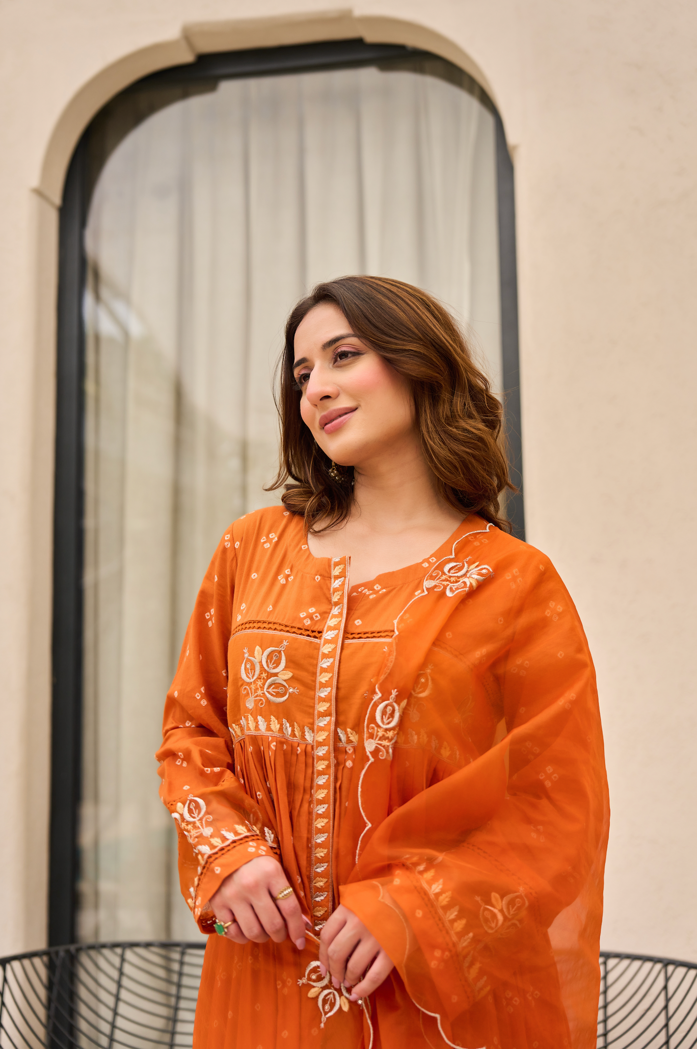 Rose Cotton Printed & Embroidered Kurta Pant With Organza Dupatta