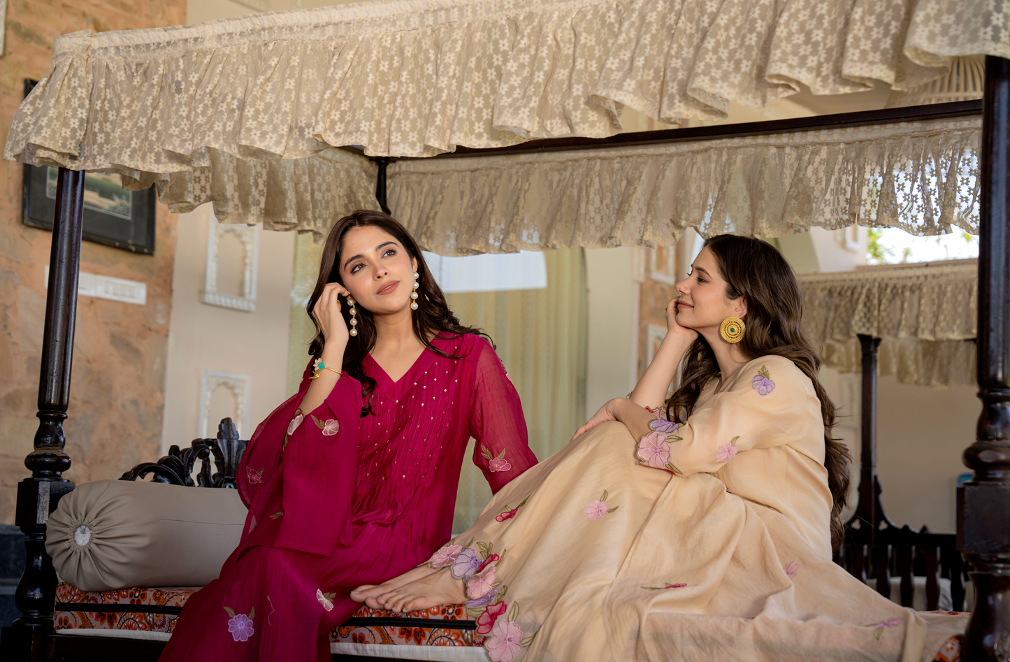 Rani Rose Chanderi Embroidered Suit Set