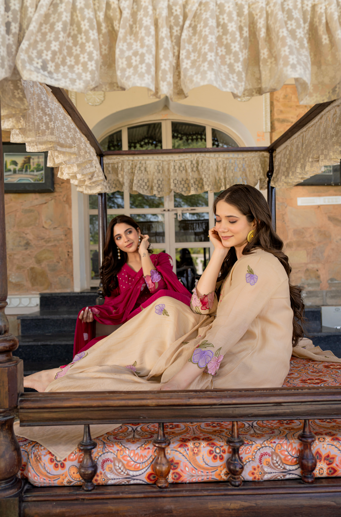 Rani Rose Chanderi Embroidered Suit Set