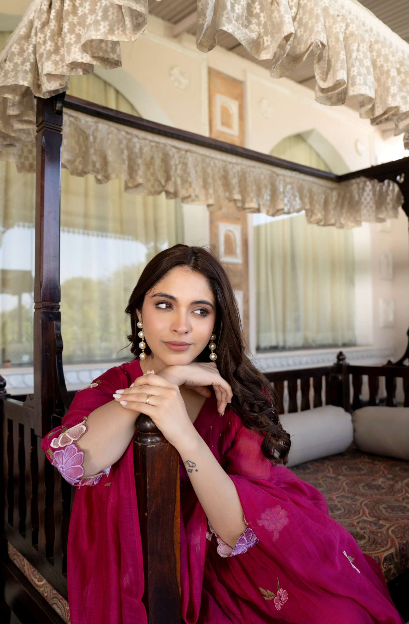 Rani Rose Chanderi Embroidered Suit Set