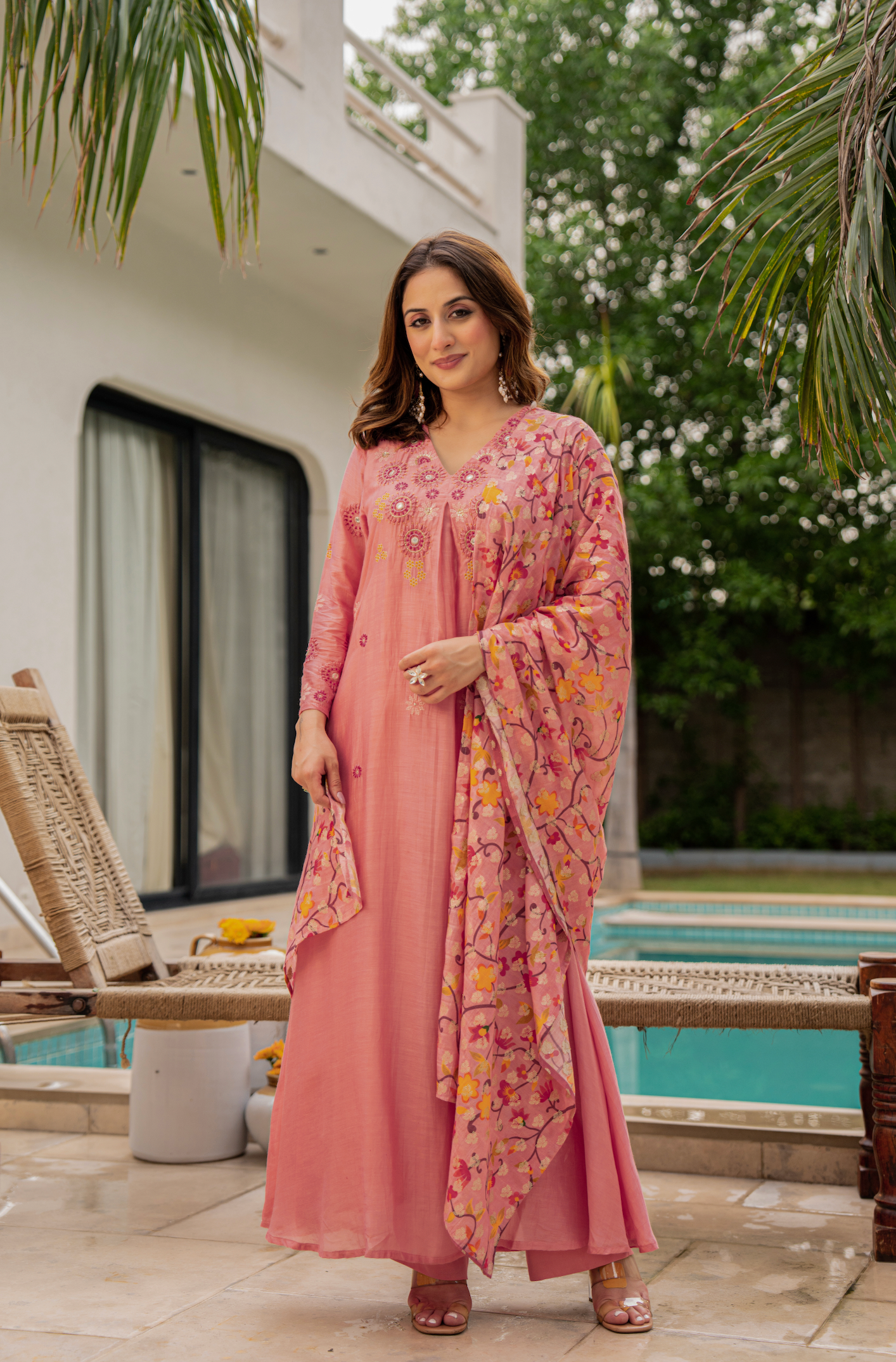 Coral Sunslik A- Line Suit Set