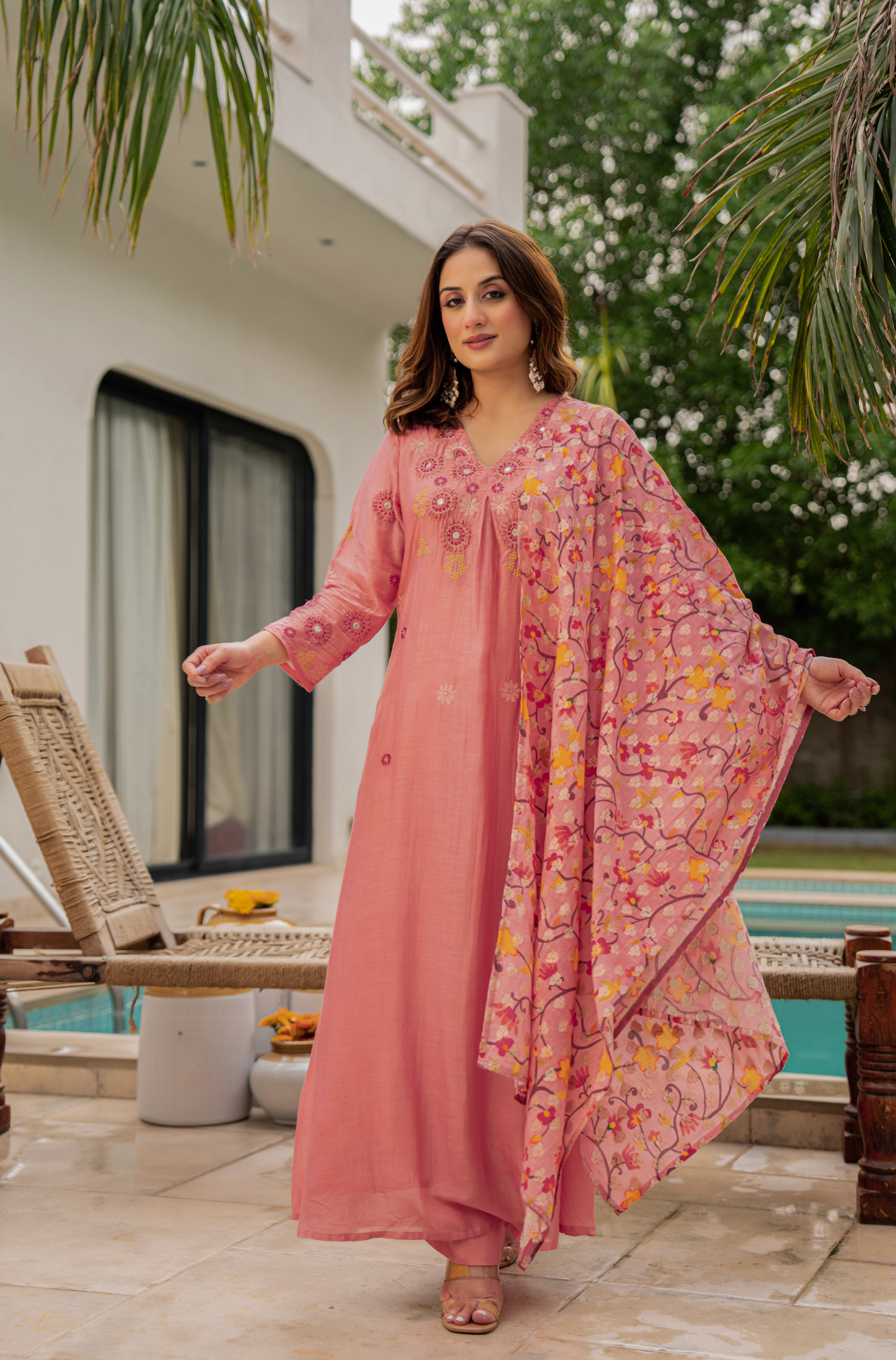 Coral Sunslik A- Line Suit Set