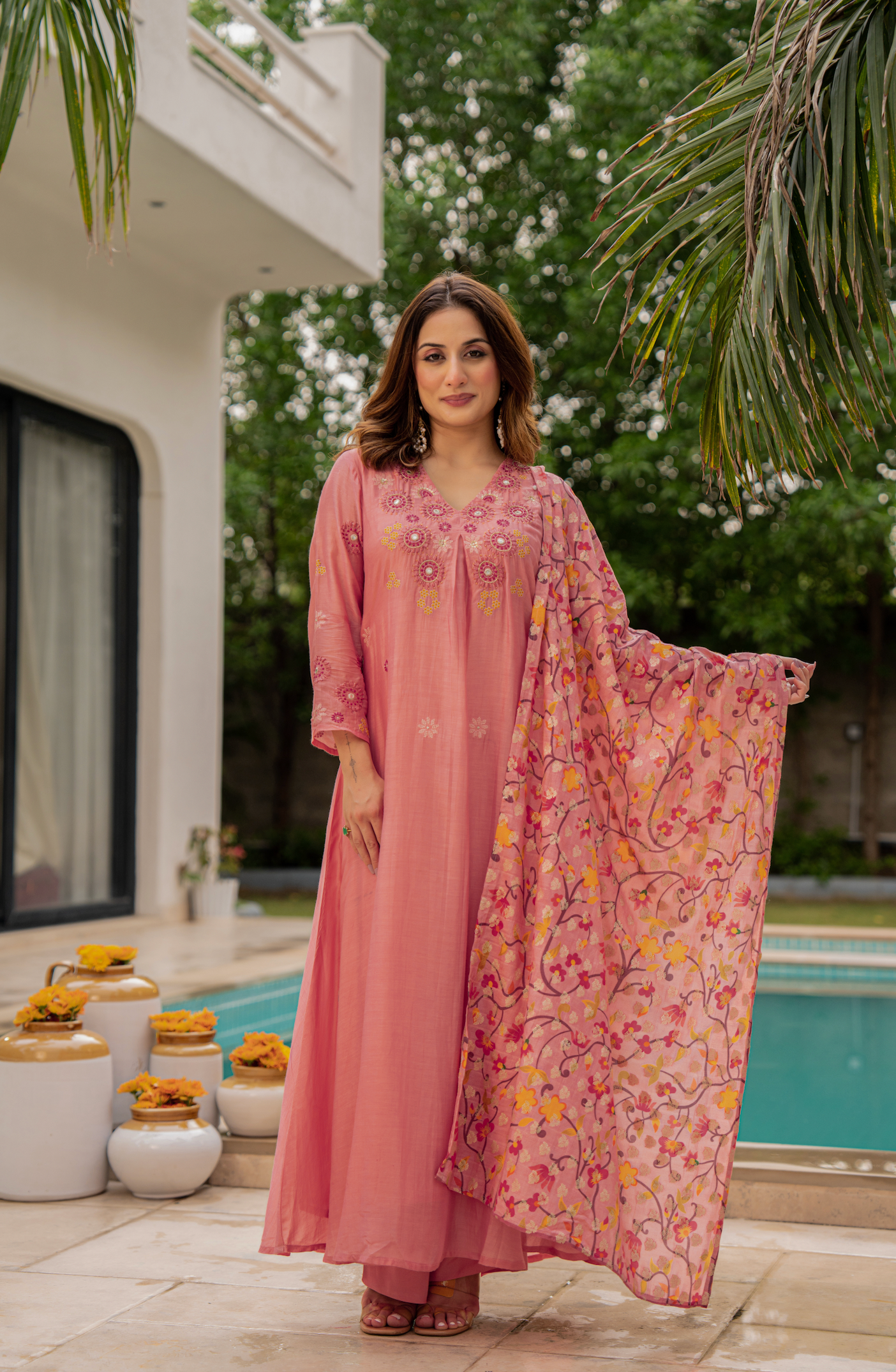 Coral Sunslik A- Line Suit Set