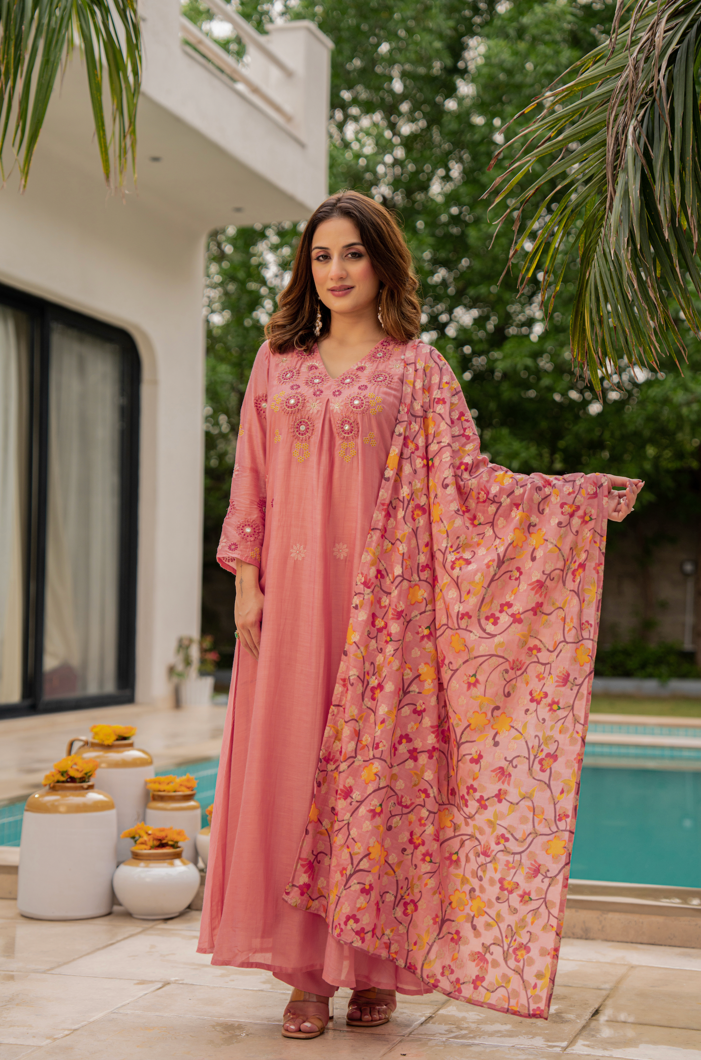 Coral Sunslik A- Line Suit Set