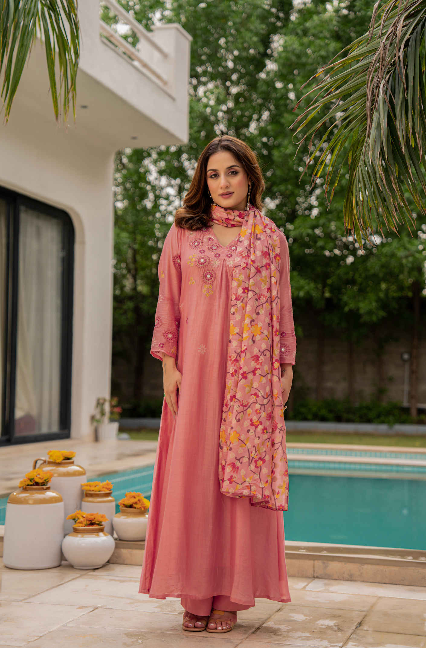 Coral Sunslik A- Line Suit Set
