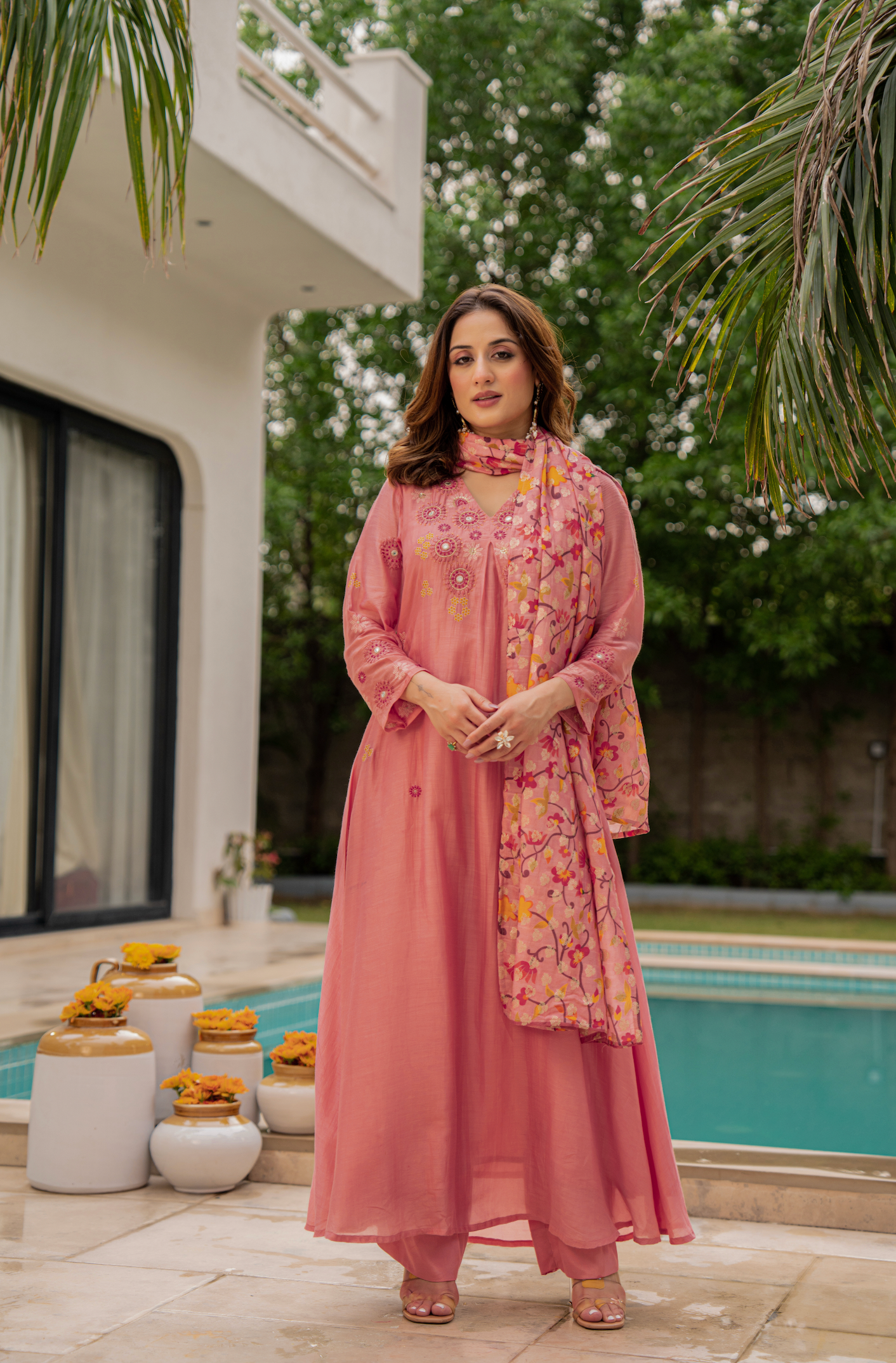 Coral Sunslik A- Line Suit Set