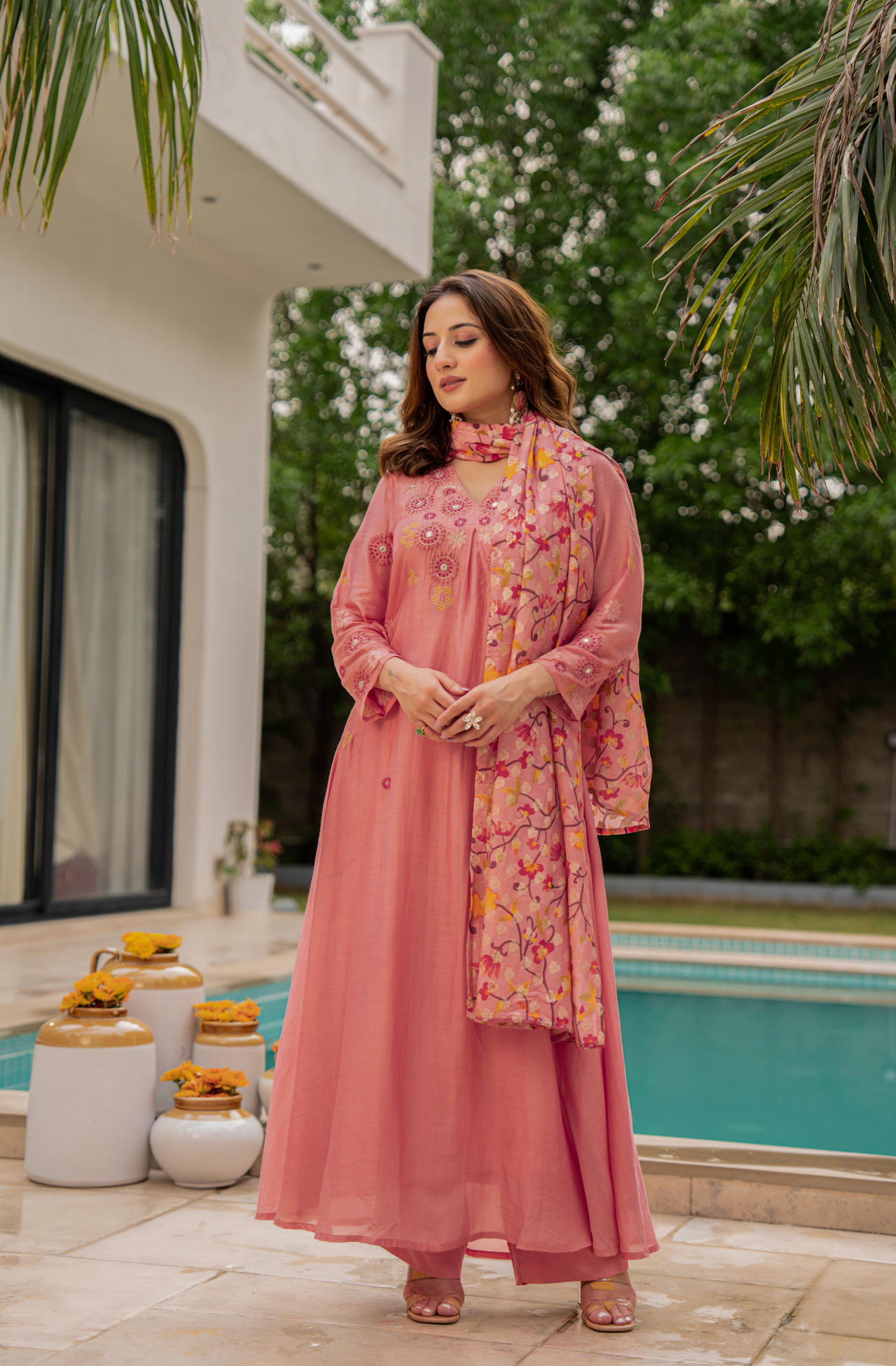 Coral Sunslik A- Line Suit Set