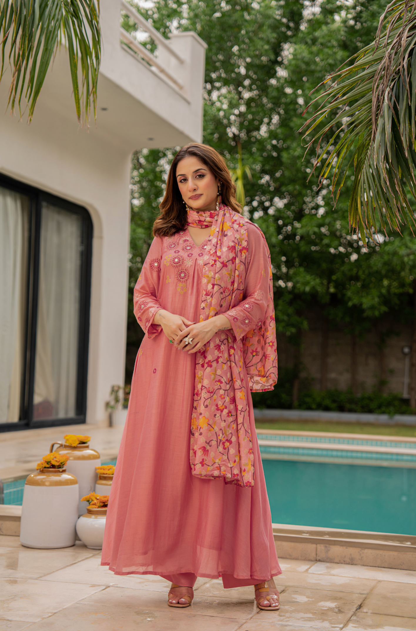 Coral Sunslik A- Line Suit Set
