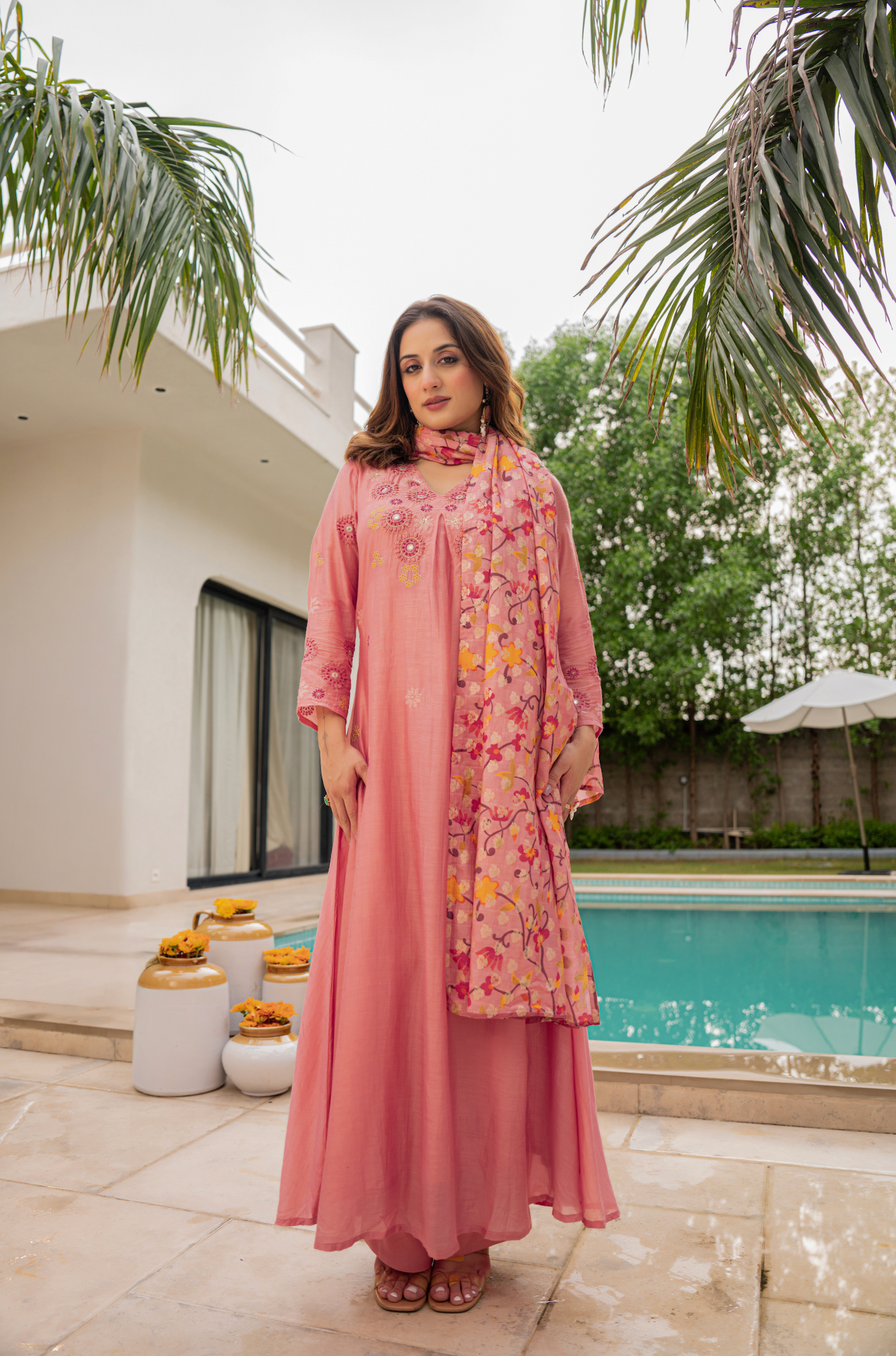 Coral Sunslik A- Line Suit Set