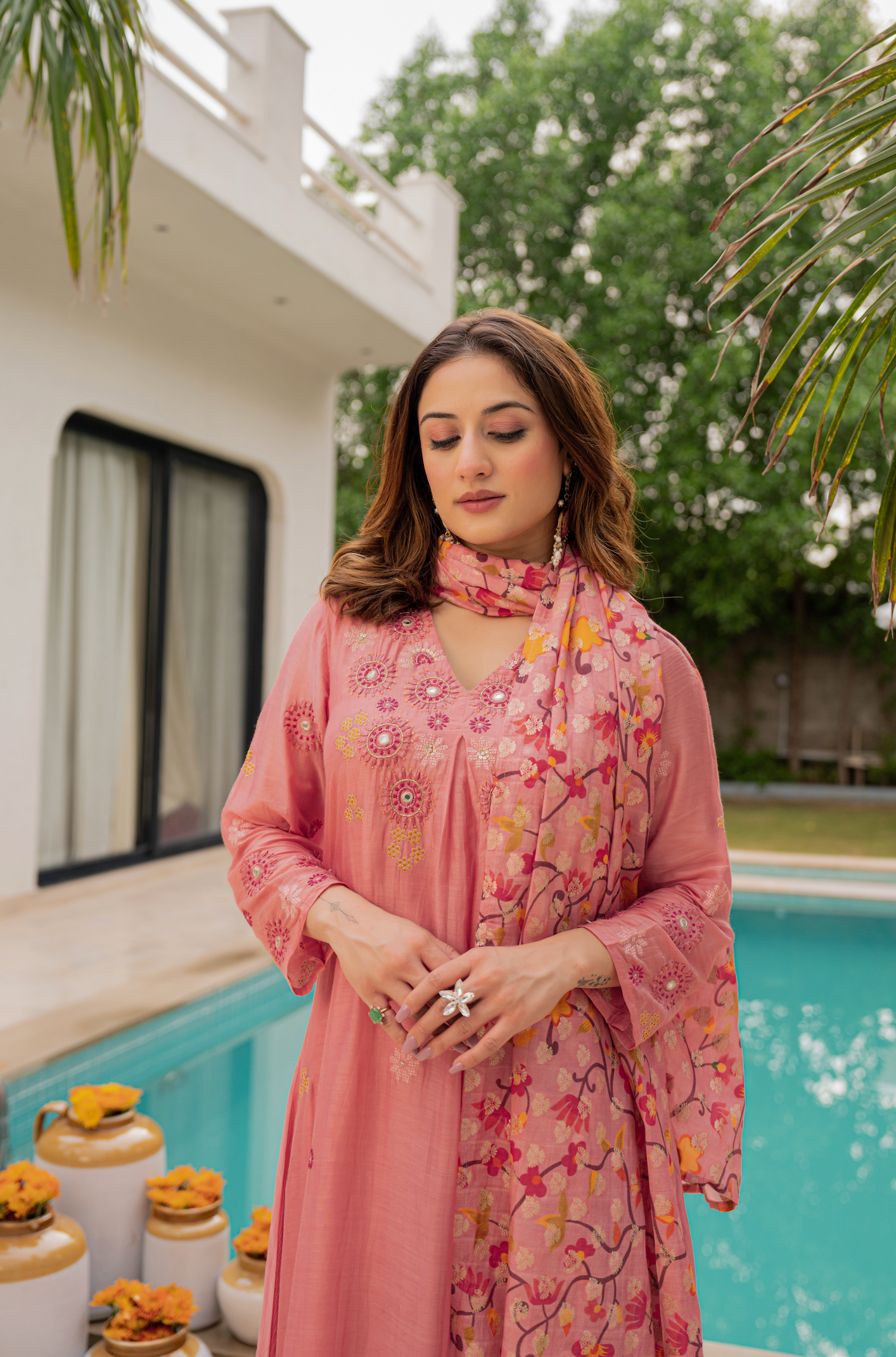 Coral Sunslik A- Line Suit Set
