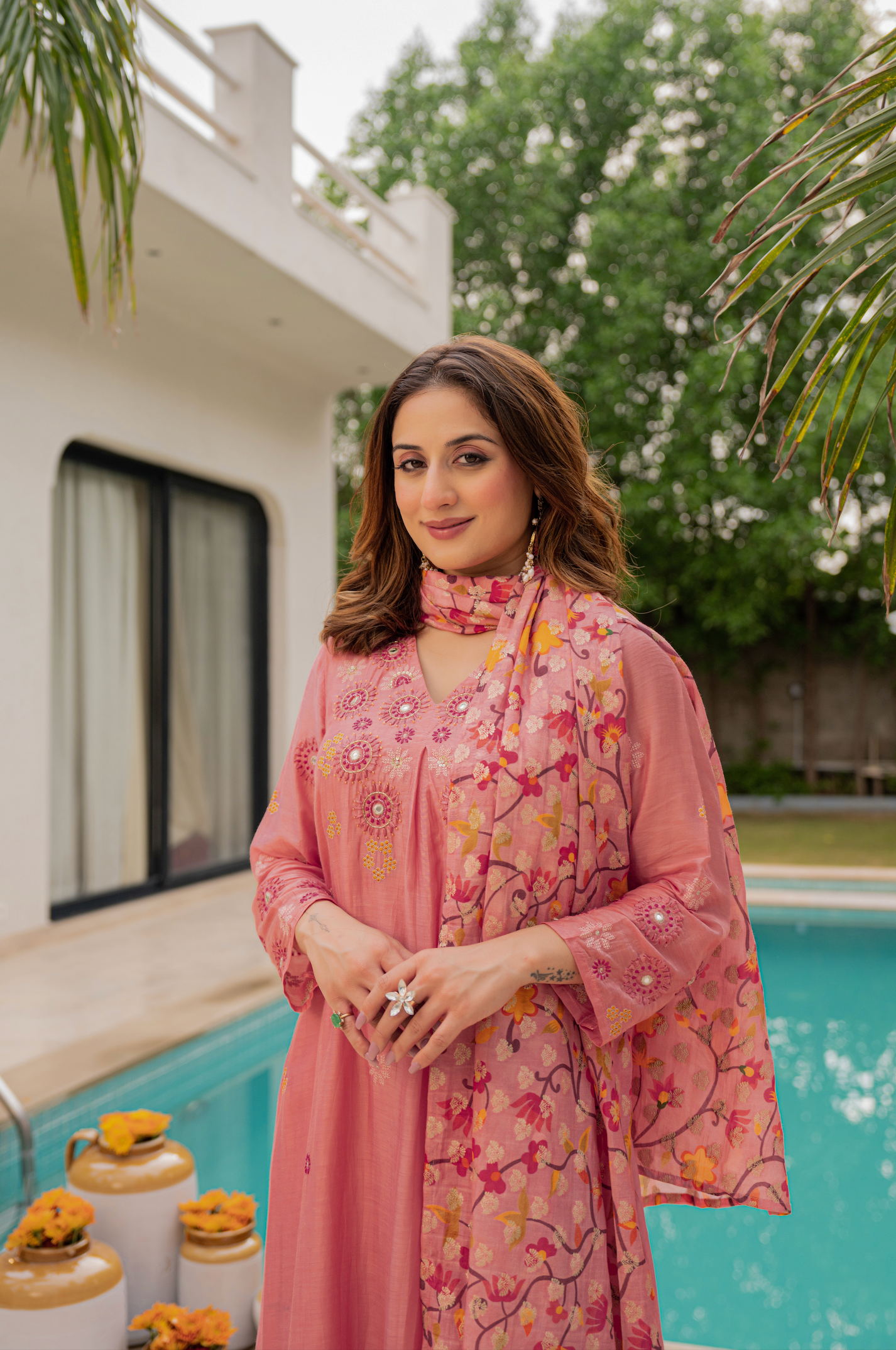 Coral Sunslik A- Line Suit Set