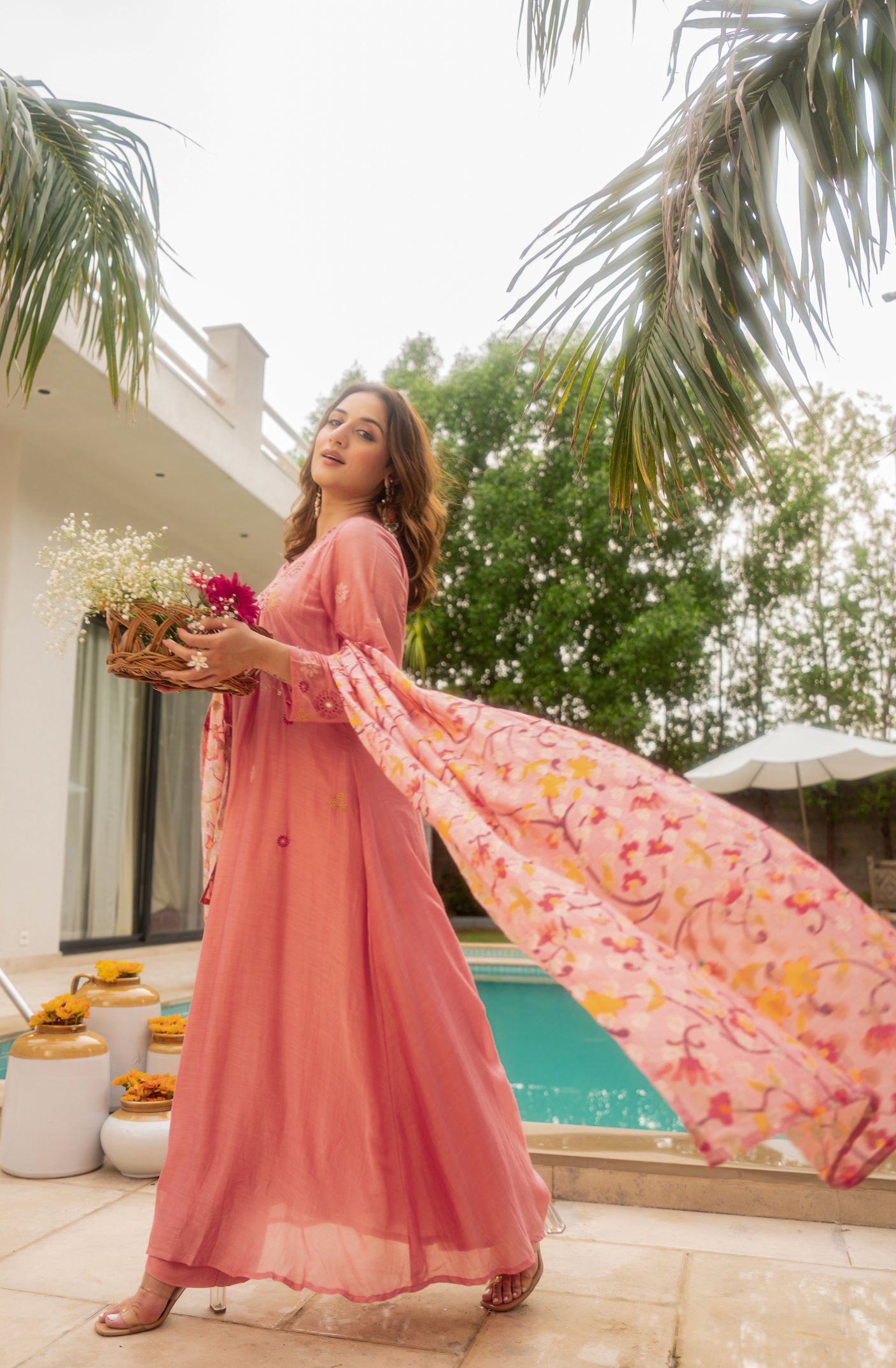 Coral Sunslik A- Line Suit Set