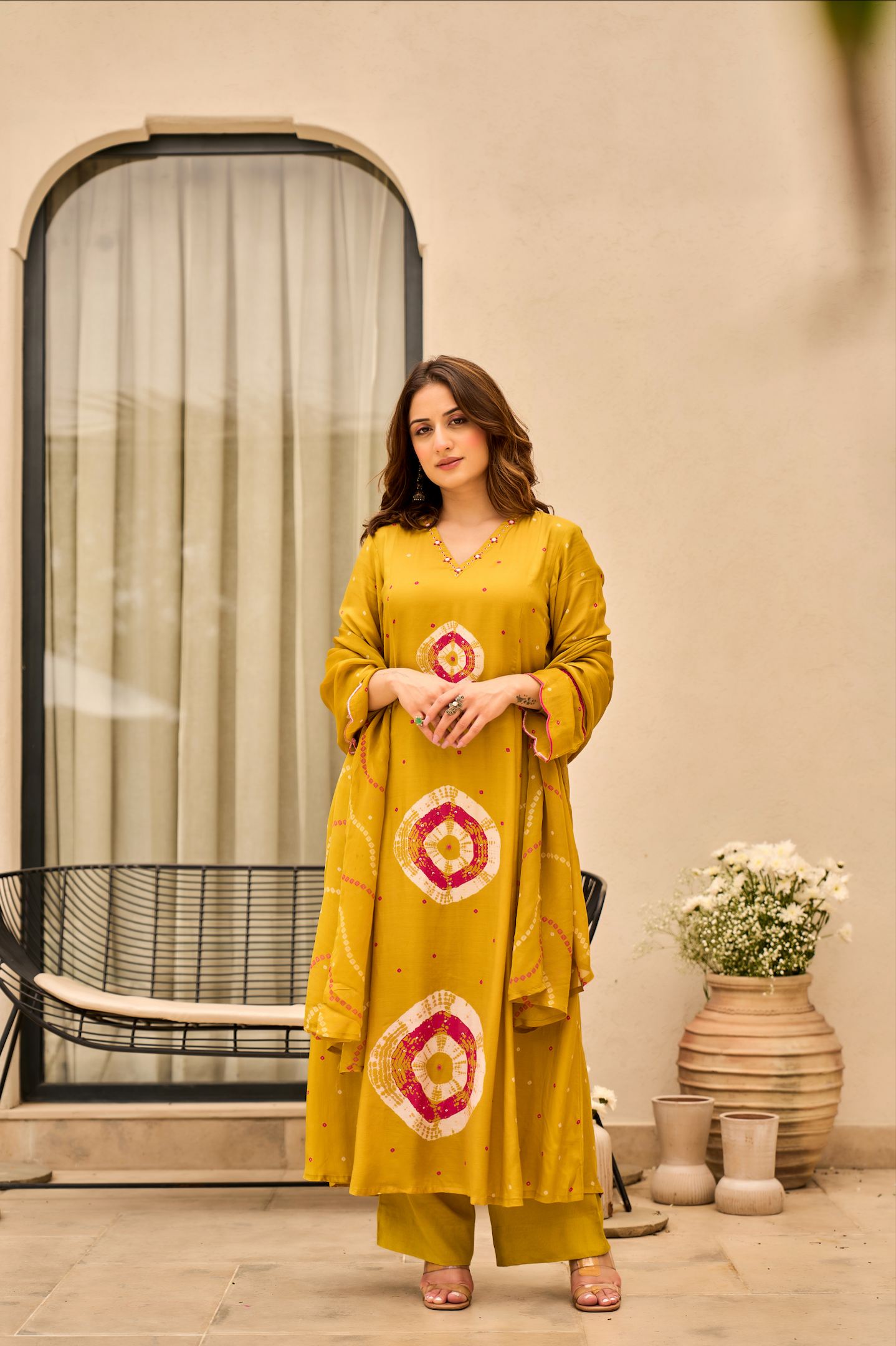 Mustard Muslin Suit Set