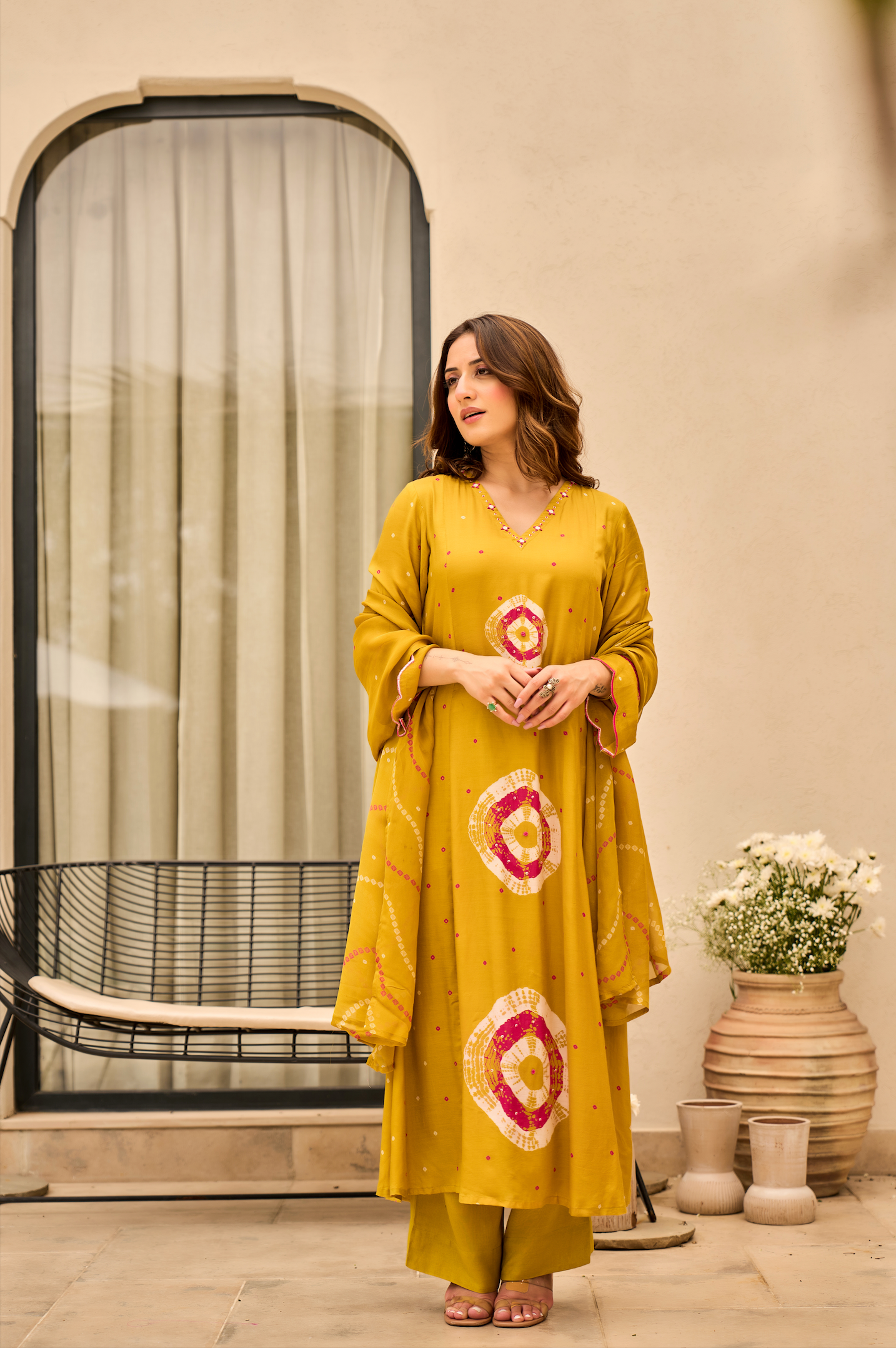 Mustard Muslin Suit Set