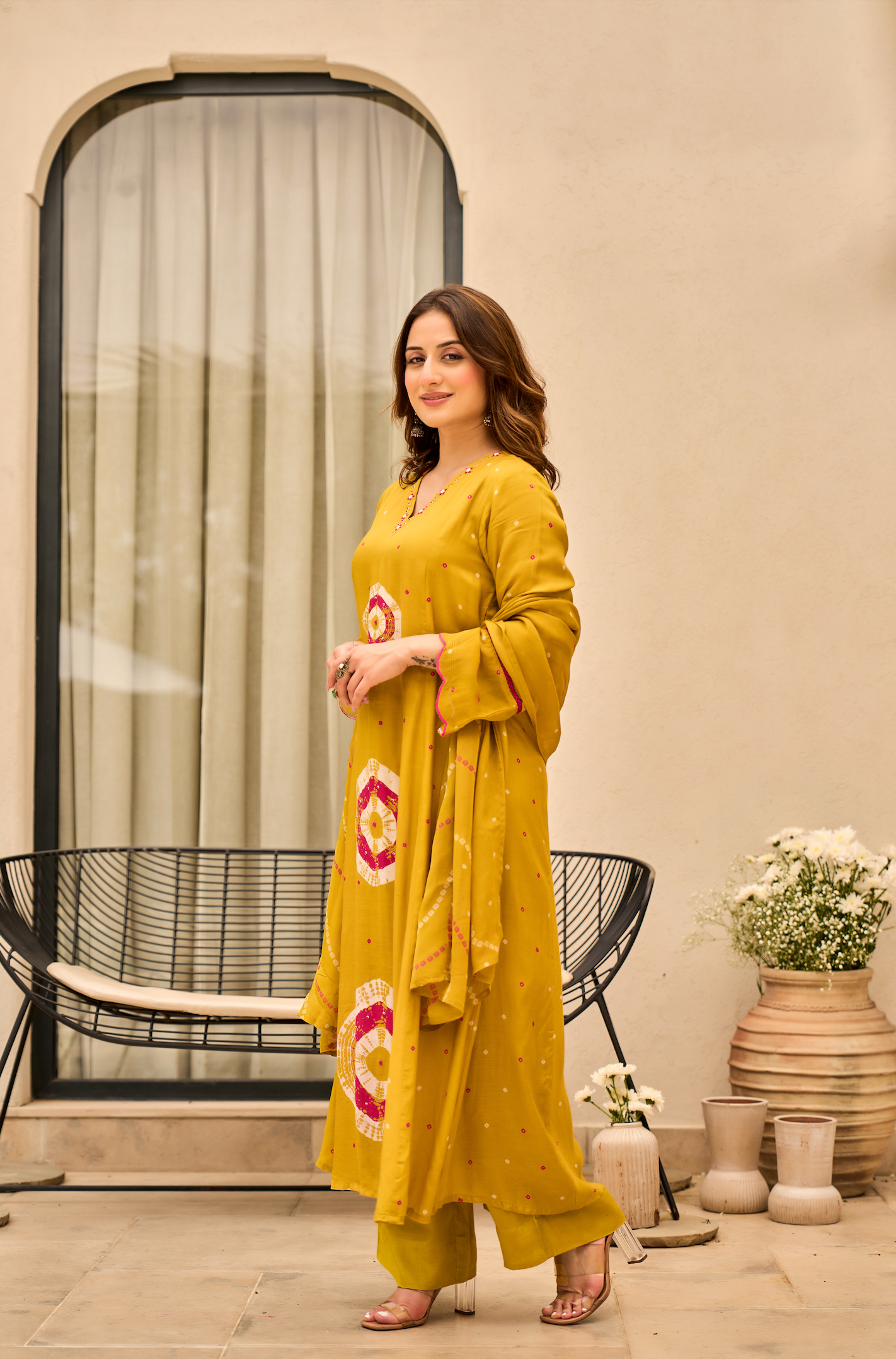 Mustard Muslin Suit Set
