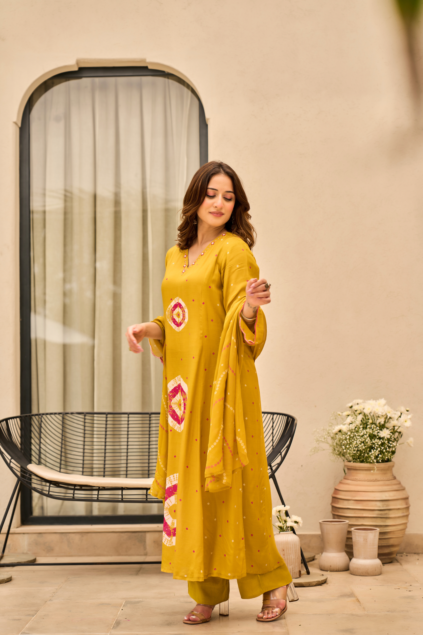 Mustard Muslin Suit Set