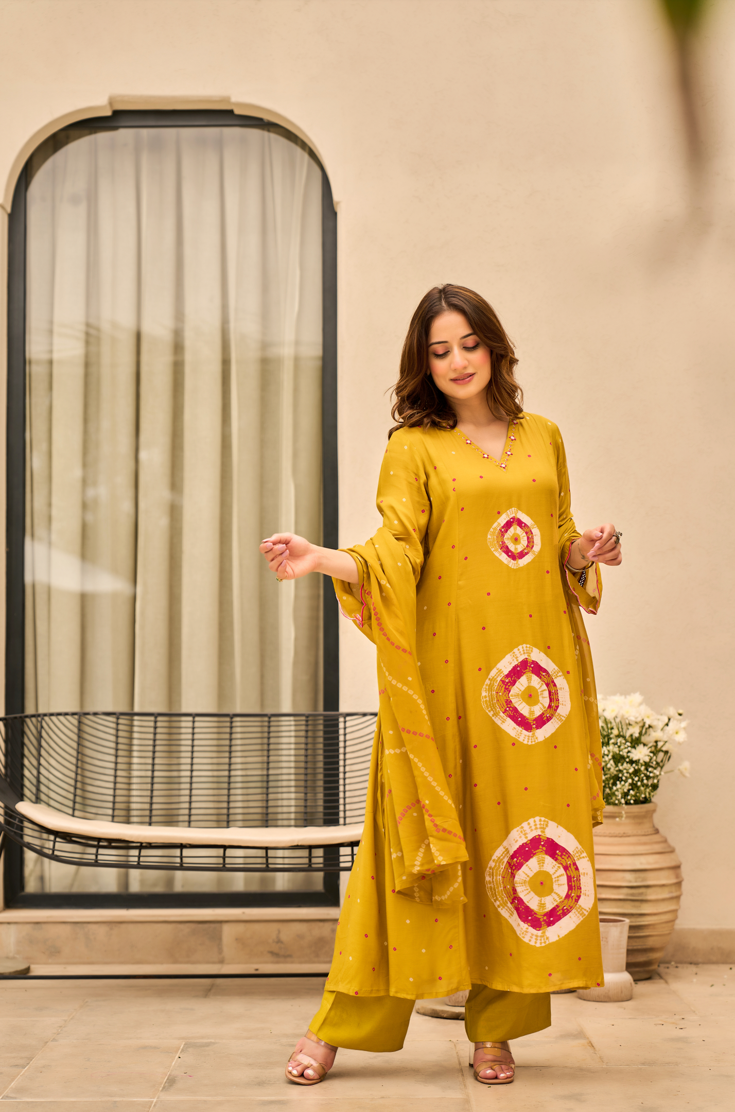 Mustard Muslin Suit Set