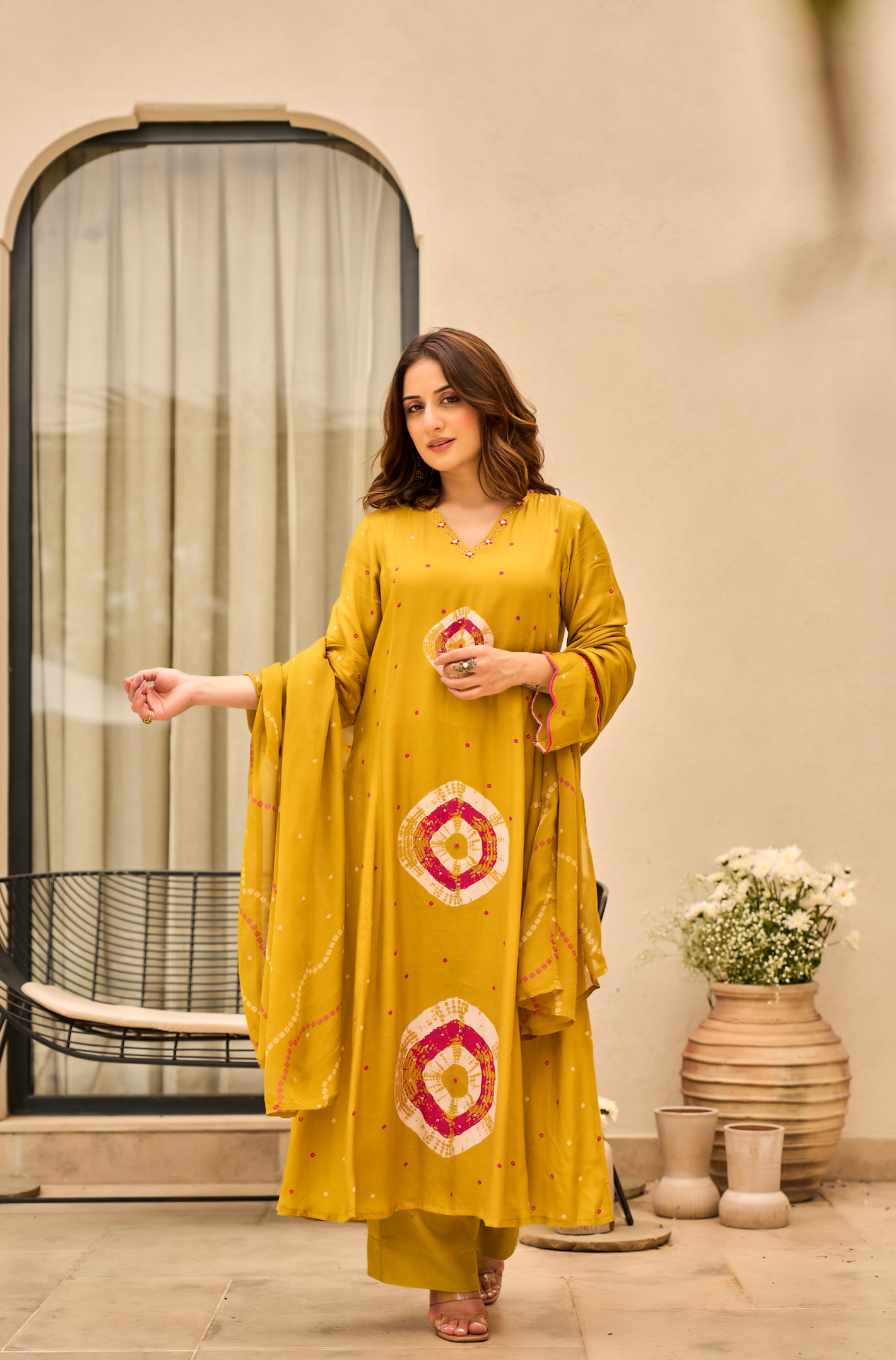Mustard Muslin Suit Set