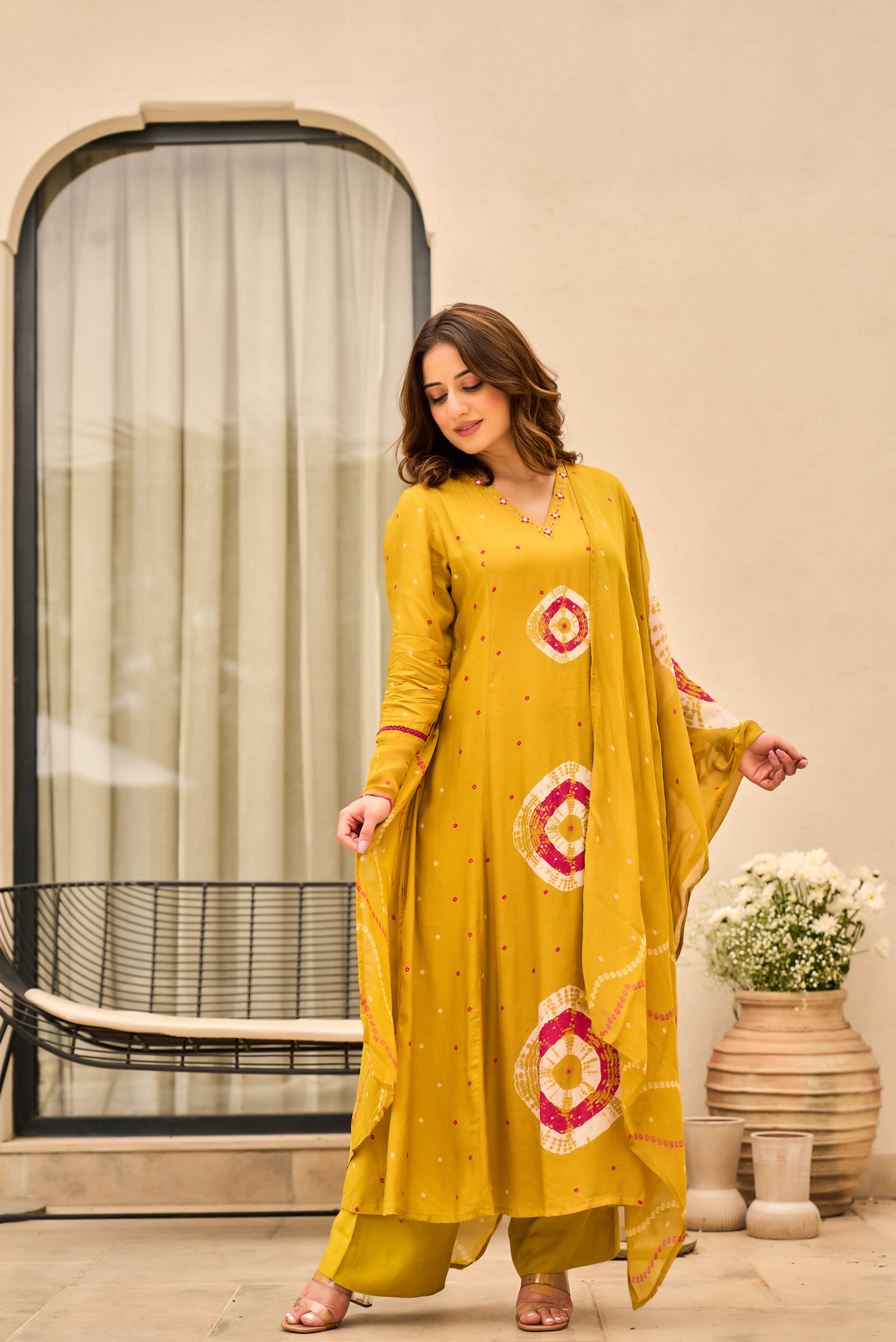 Mustard Muslin Suit Set