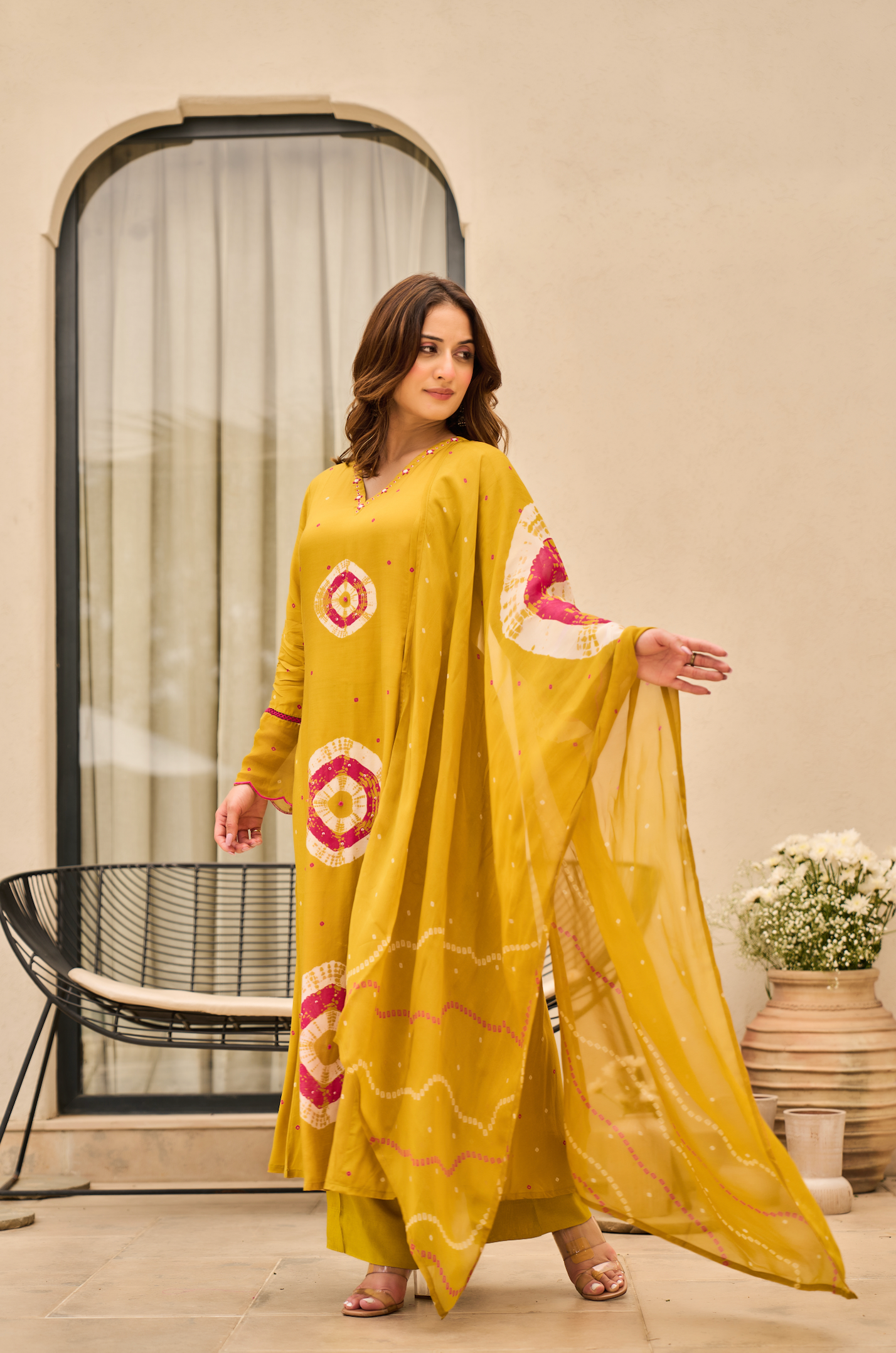 Mustard Muslin Suit Set