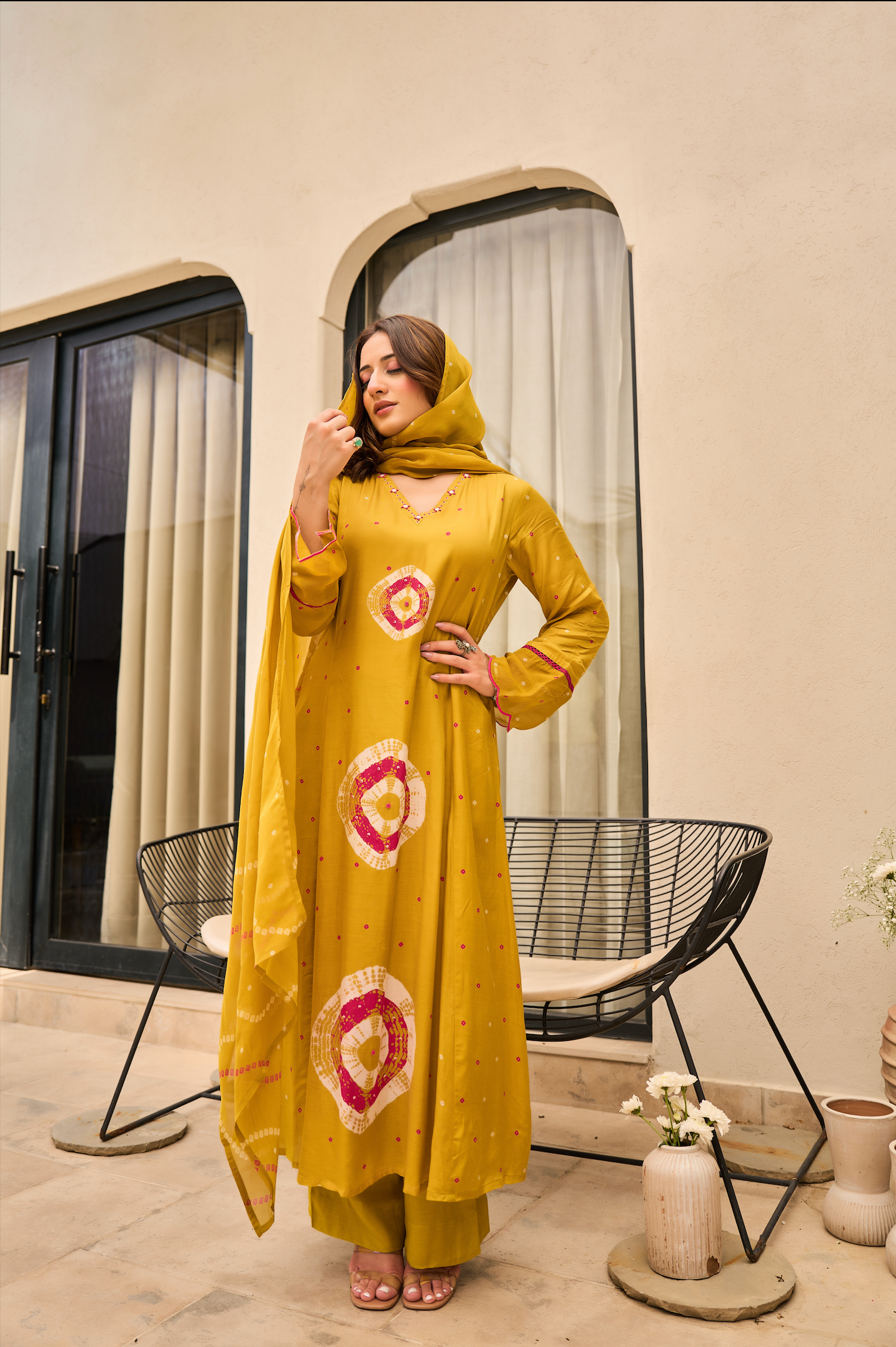 Mustard Muslin Suit Set