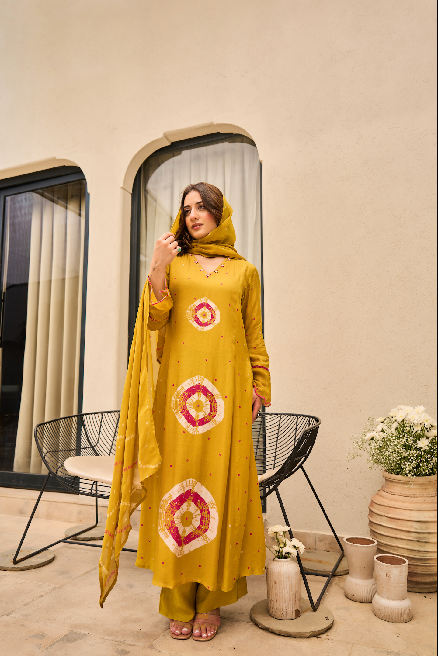 Mustard Muslin Suit Set