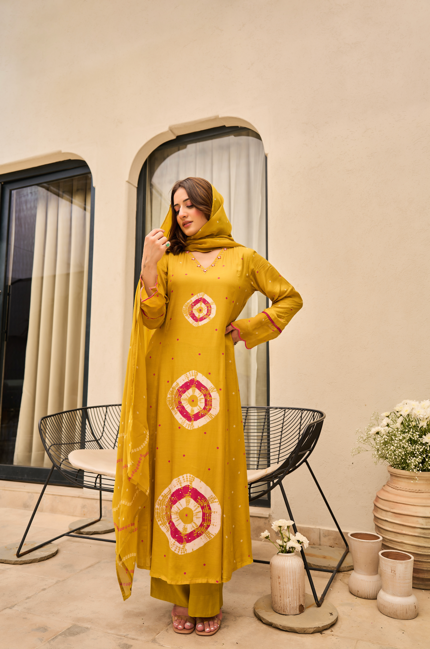 Mustard Muslin Suit Set