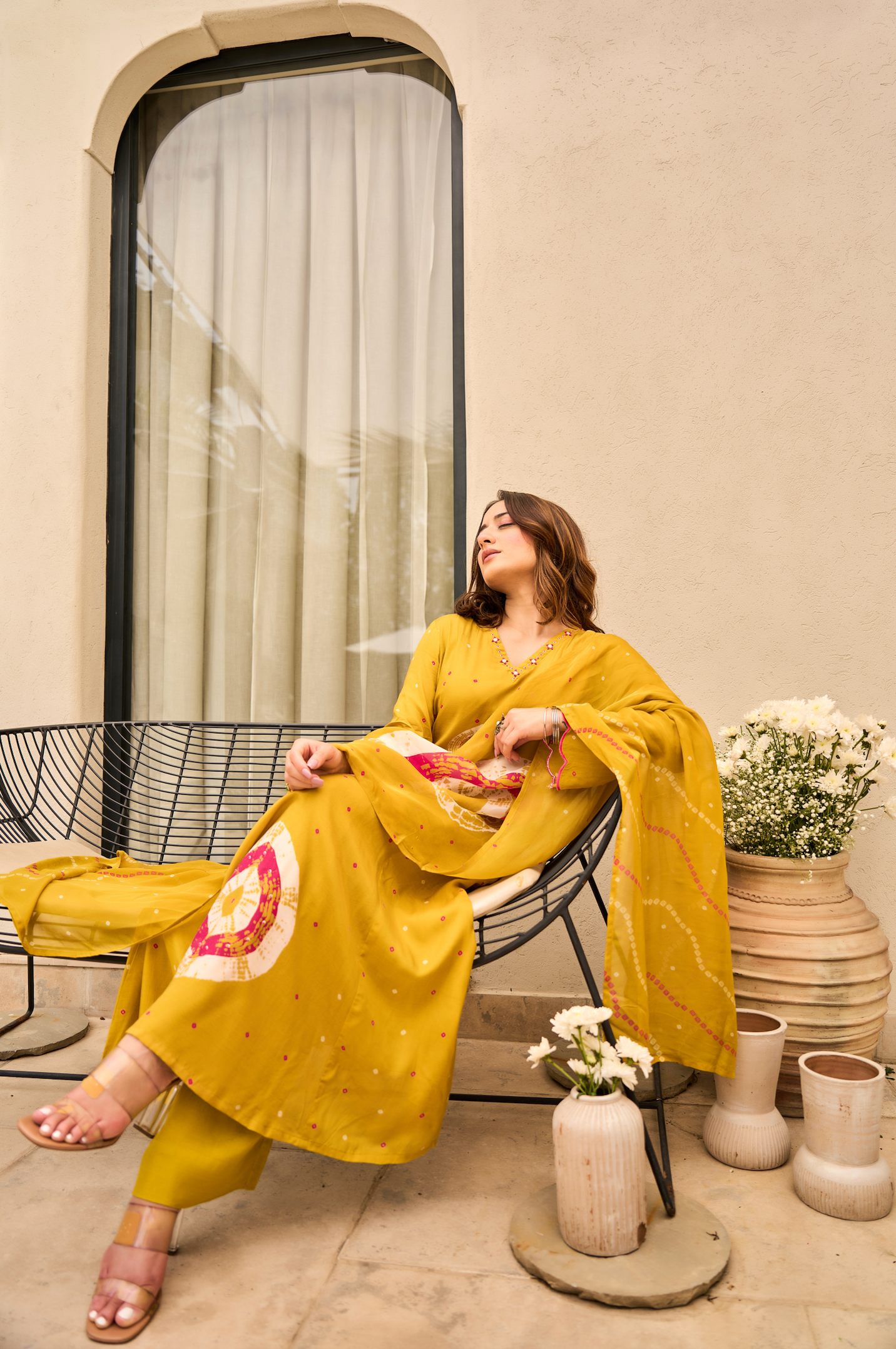 Mustard Muslin Suit Set