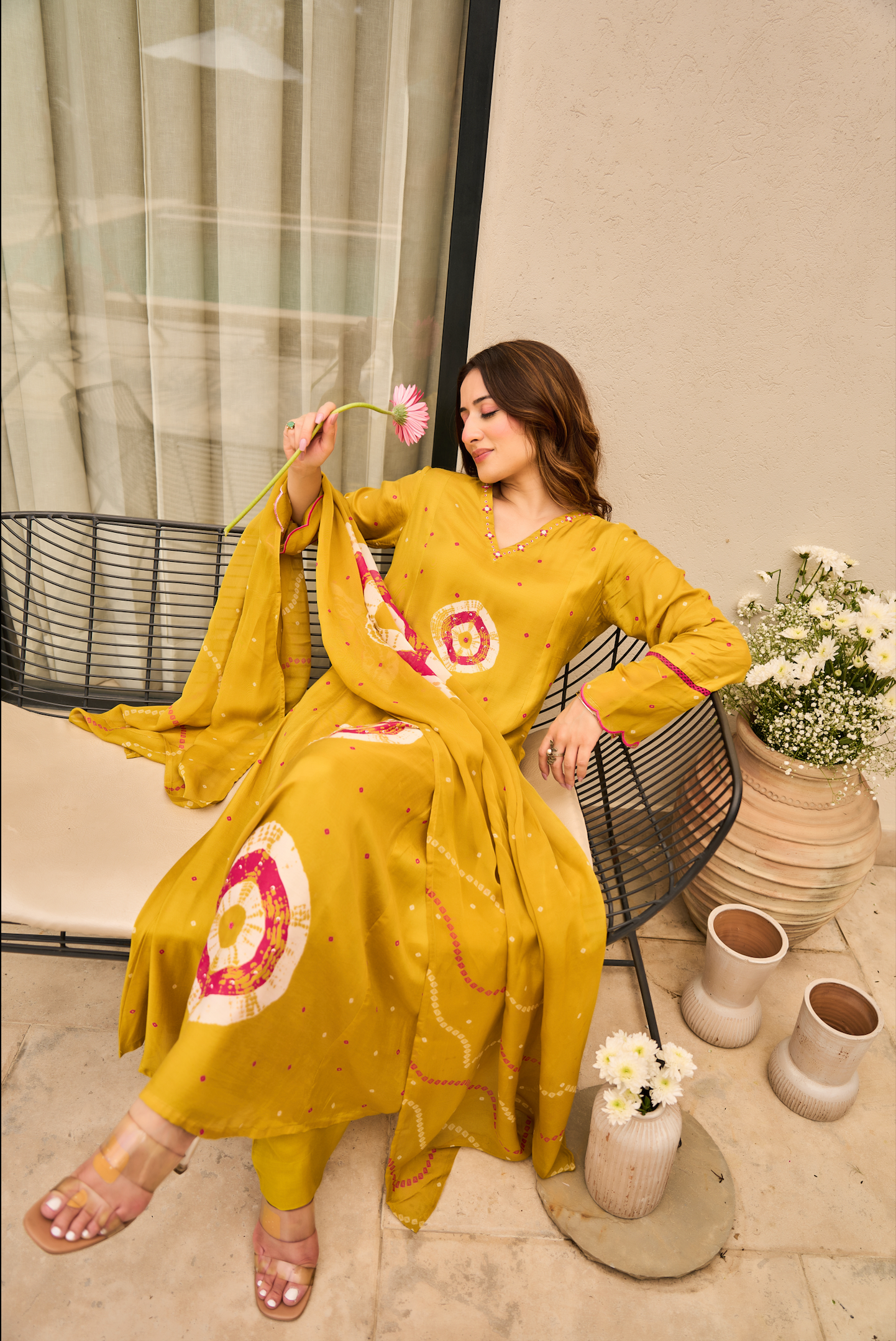 Mustard Muslin Suit Set