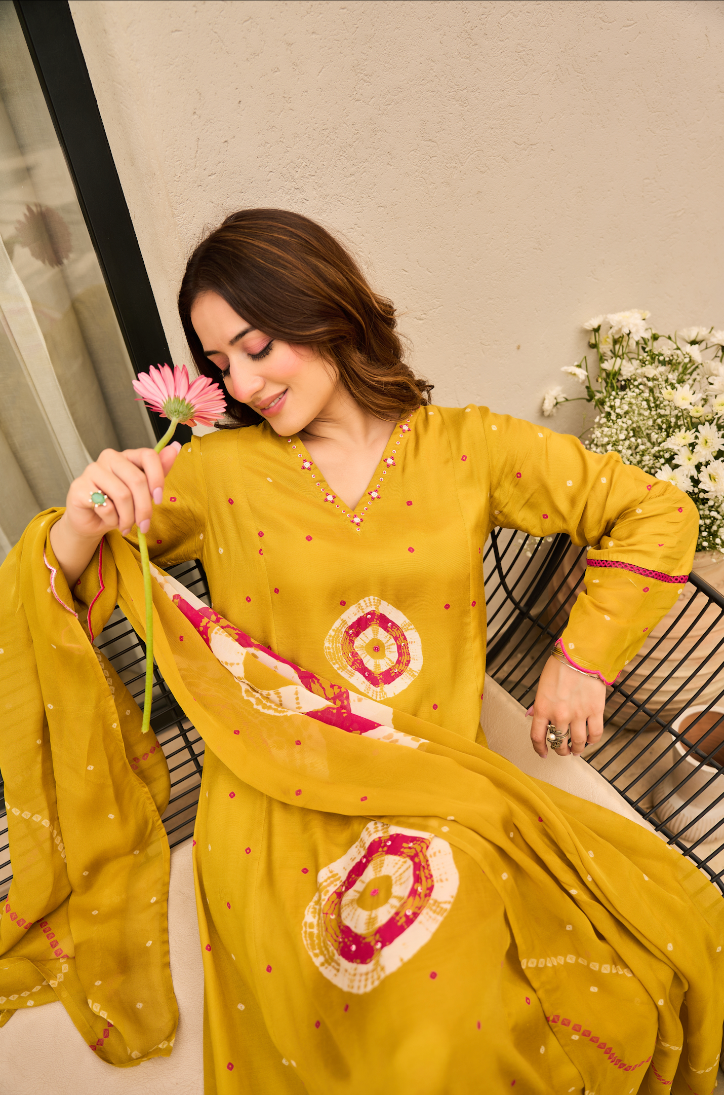 Mustard Muslin Suit Set