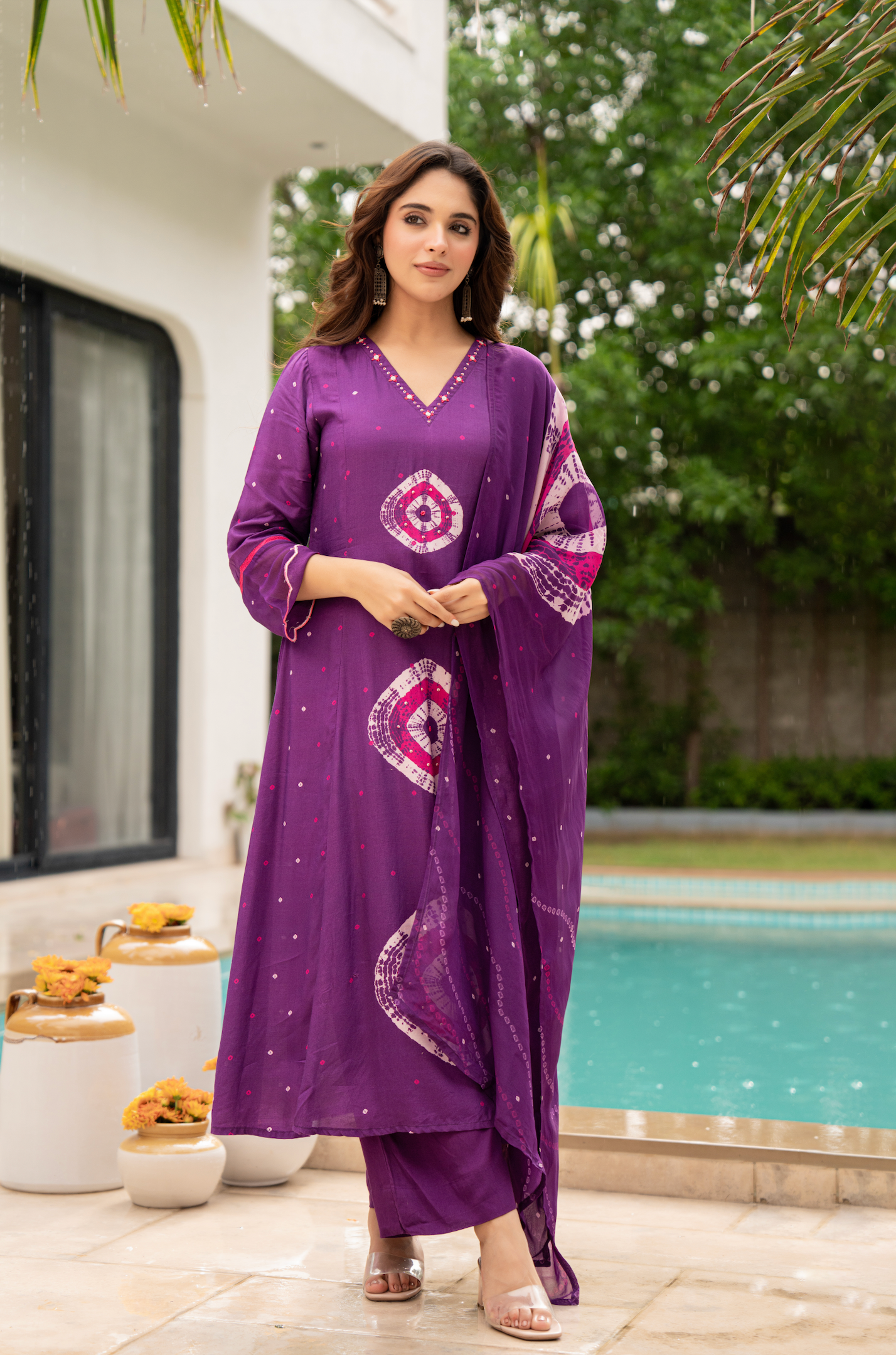 Deep Plum Muslin Suit Set