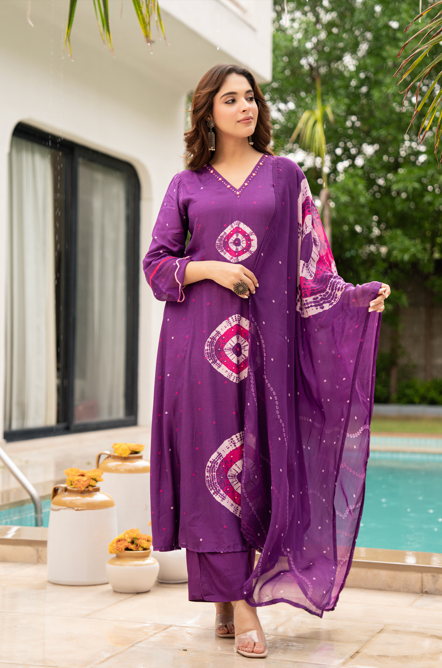 Deep Plum Muslin Suit Set