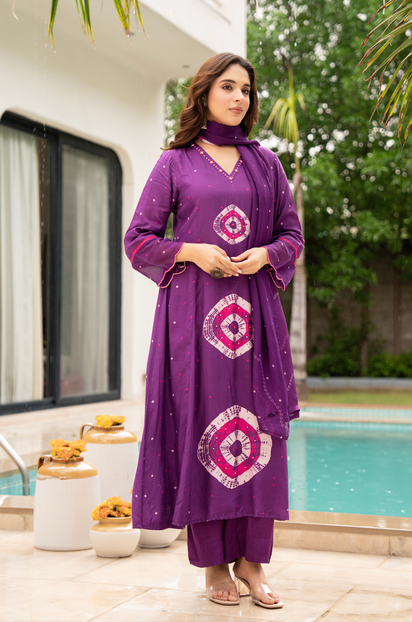 Deep Plum Muslin Suit Set