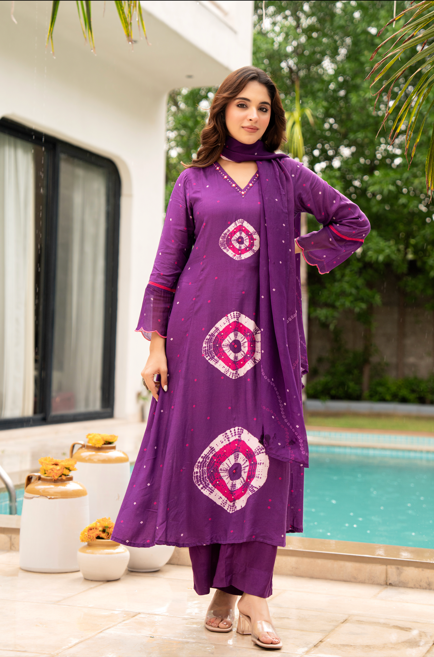 Deep Plum Muslin Suit Set