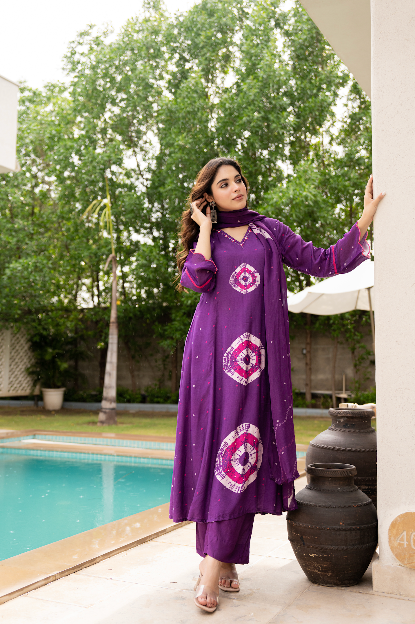 Deep Plum Muslin Suit Set