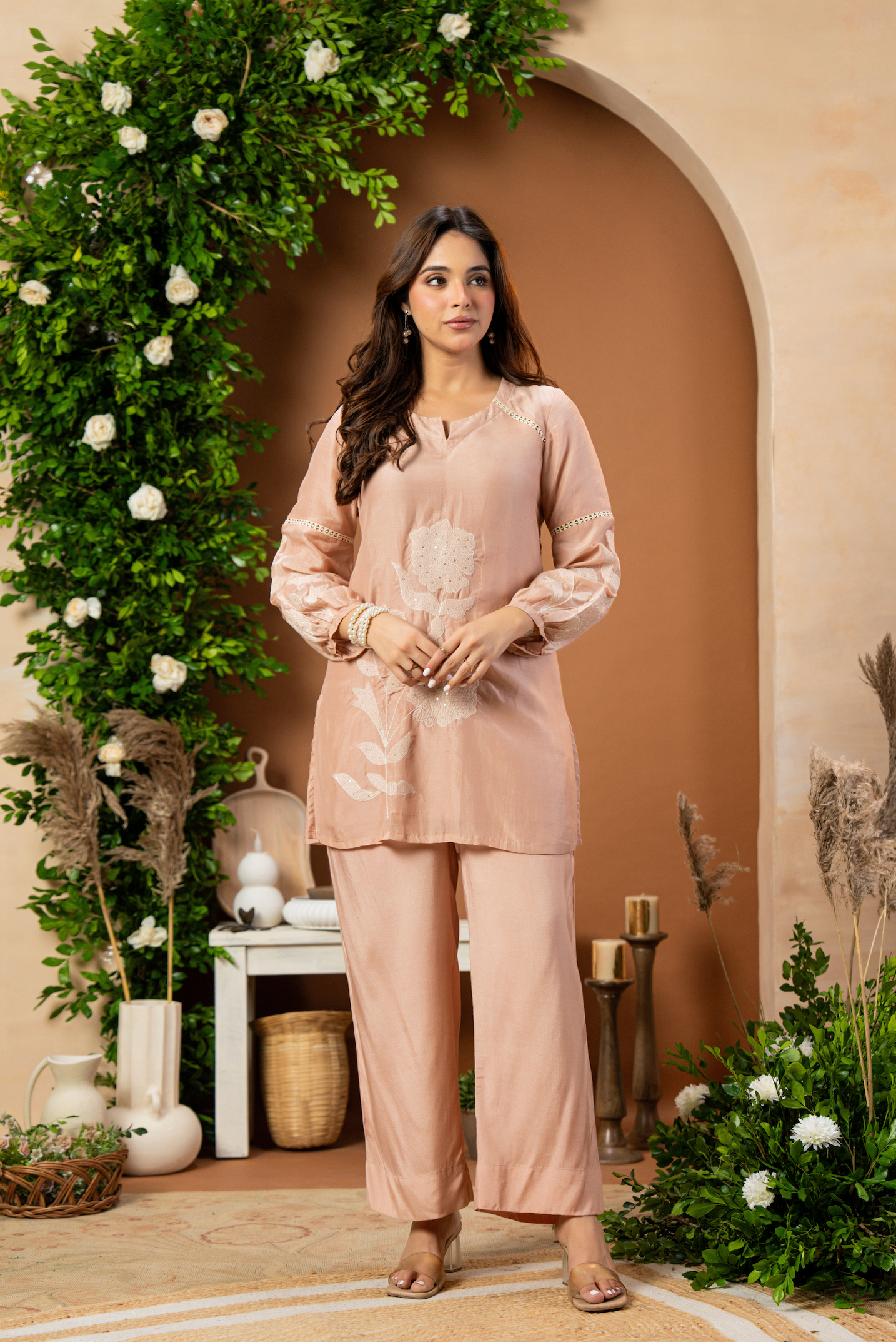 Blush Mulberry Silk Embroideried Co-Ord Set