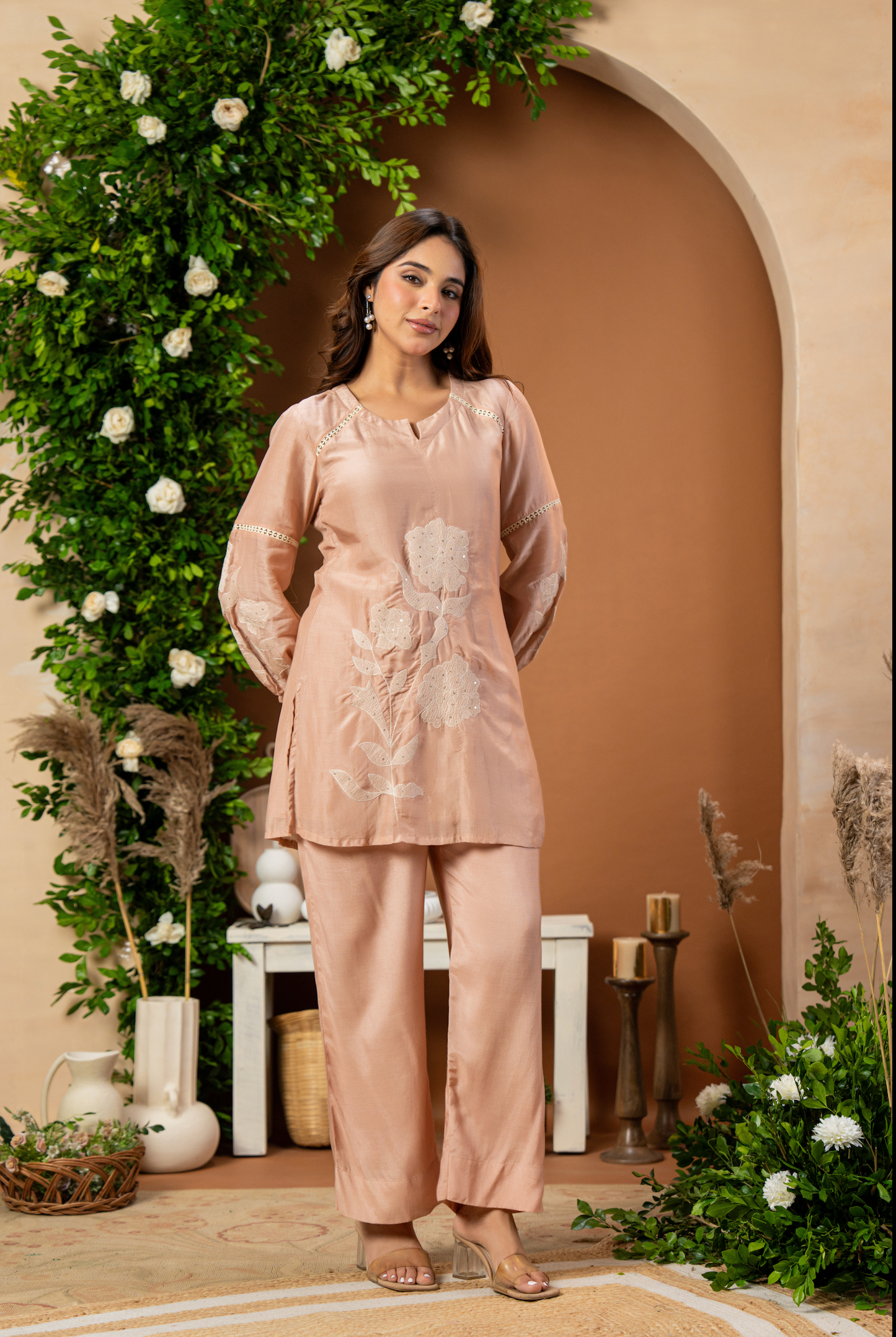Blush Mulberry Silk Embroideried Co-Ord Set